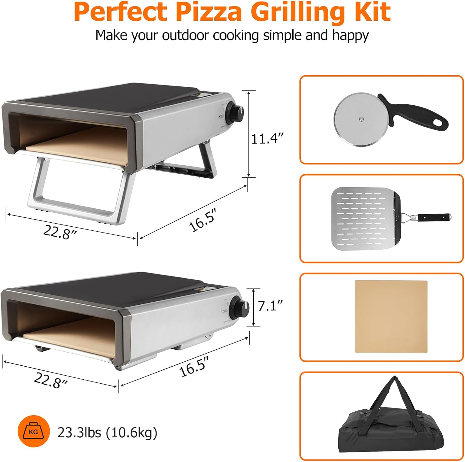 Horno de pizza al aire libre de 12 pulgadas a gas Hornos de pizza para exterior, con accesorios portátiles para cocina al aire libre