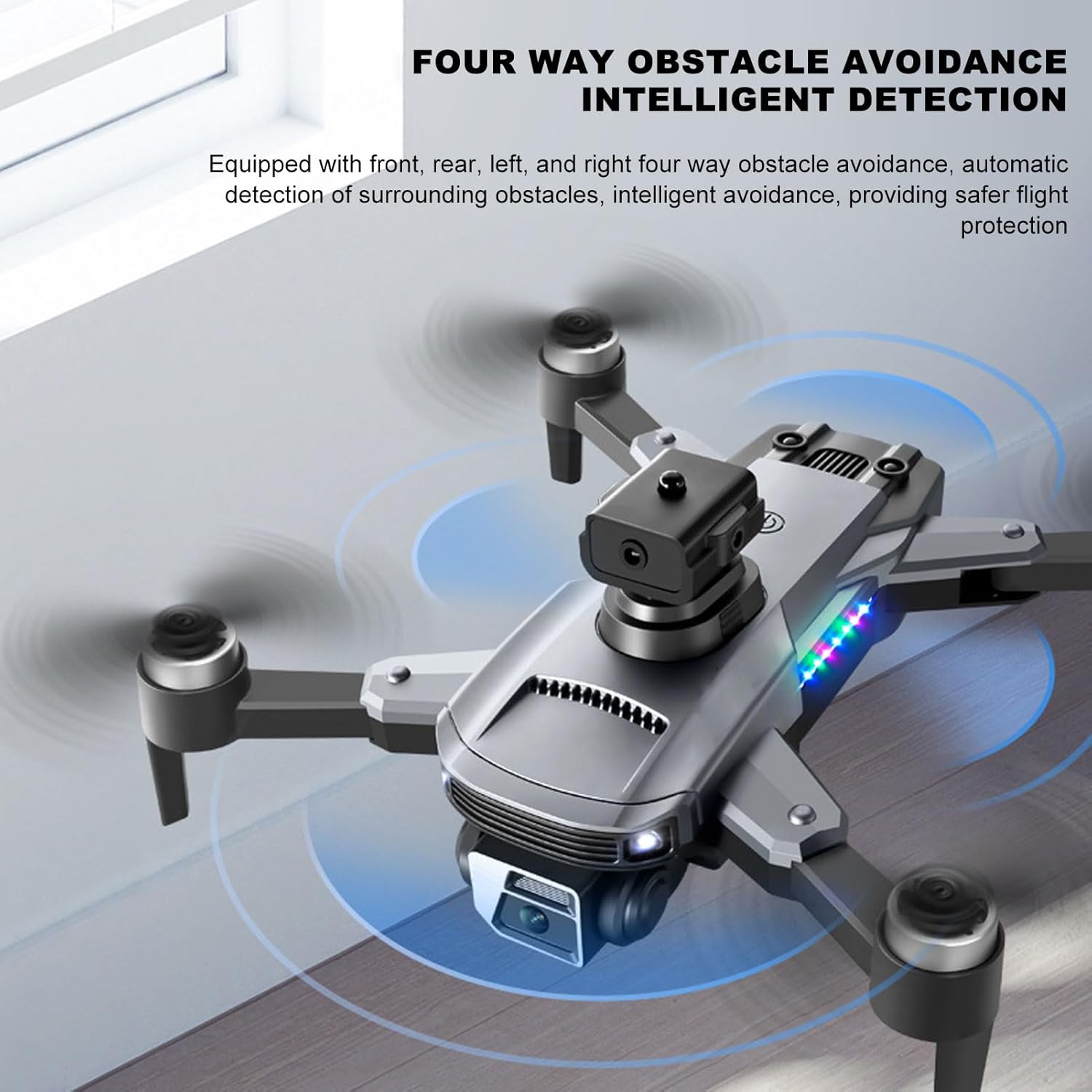 Mini dron RC con cámara dual HD para adultos y niños, S99MAX Cuadricóptero plegable de 4 vías para evitar obstáculos con flujo óptico de 360 , avión