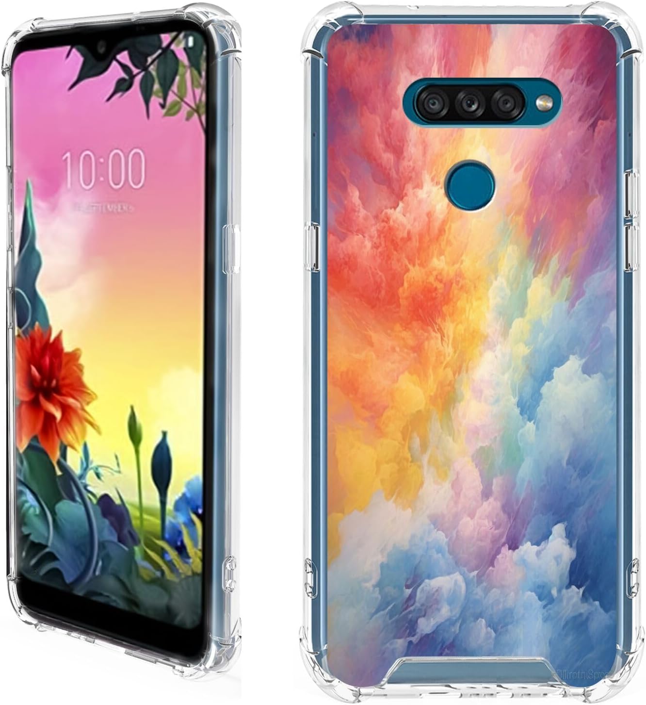 DAFEI Funda transparente para LG K50S con estampado Rainbow Cloud-aa165 con bolsa de aire transparente de cuatro esquinas reforzada antiarañazos y a