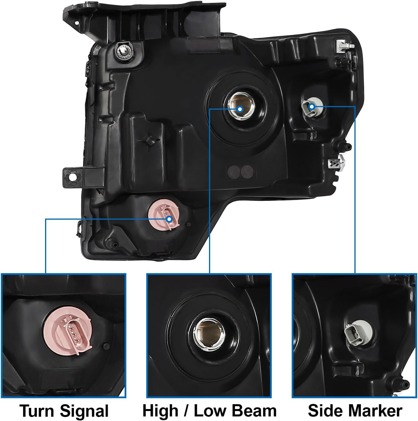 telpo Conjunto de faros delanteros antivaho para Ford F150 2009-2014 2009 2010 2011 2012 2013 2014 (reflector ámbar con carcasa cromada)