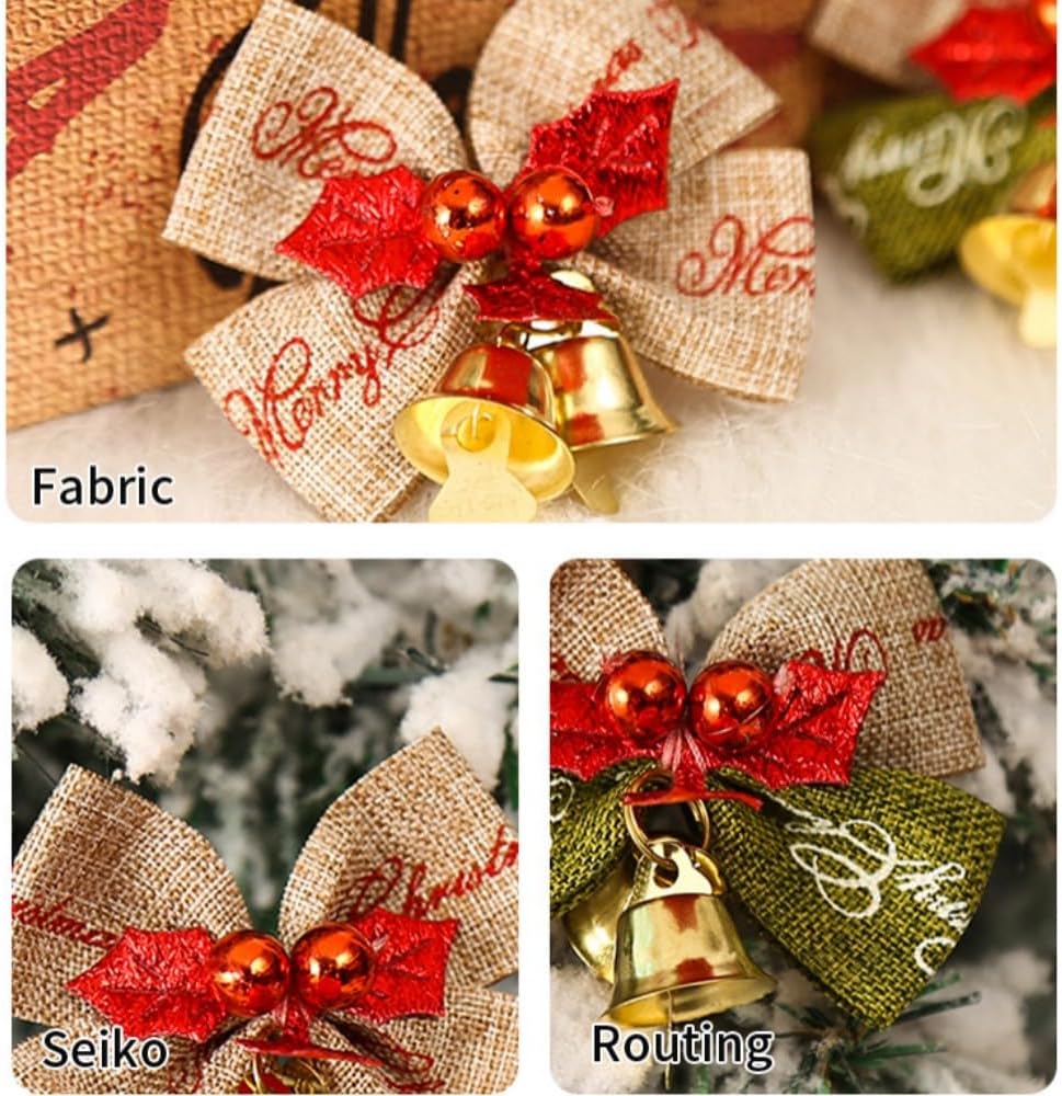 10 mini lazos de Navidad de 2 pulgadas, coronas de arpillera verde y rojo, lazos pequeños para decoración de árbol de Navidad para bodas, fiestas,