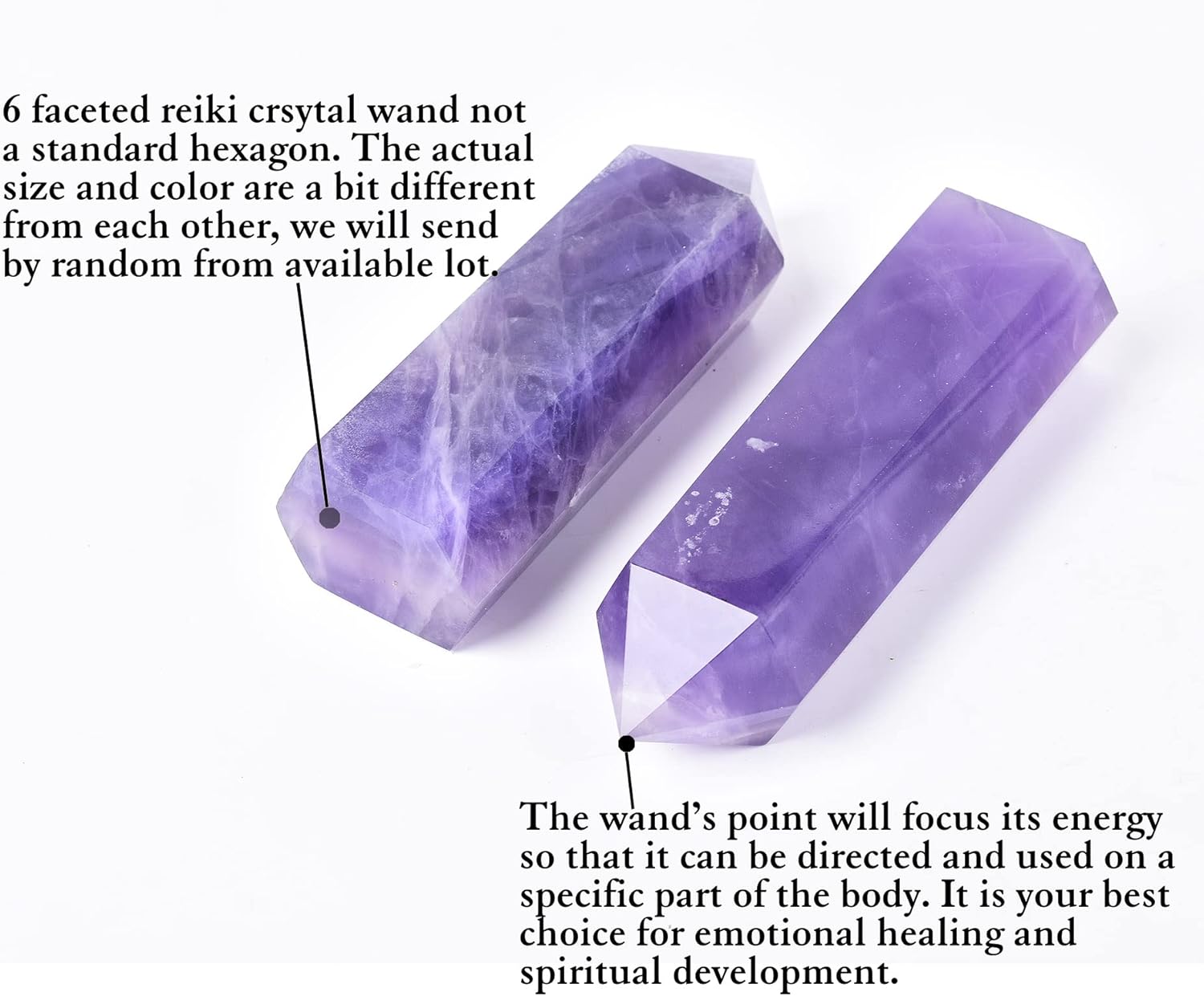 AMOYSTONE Torres de obelisco de cristal curativo grande, varita de punto de fluorita violeta púrpura para decoración del hogar, curación de reiki,