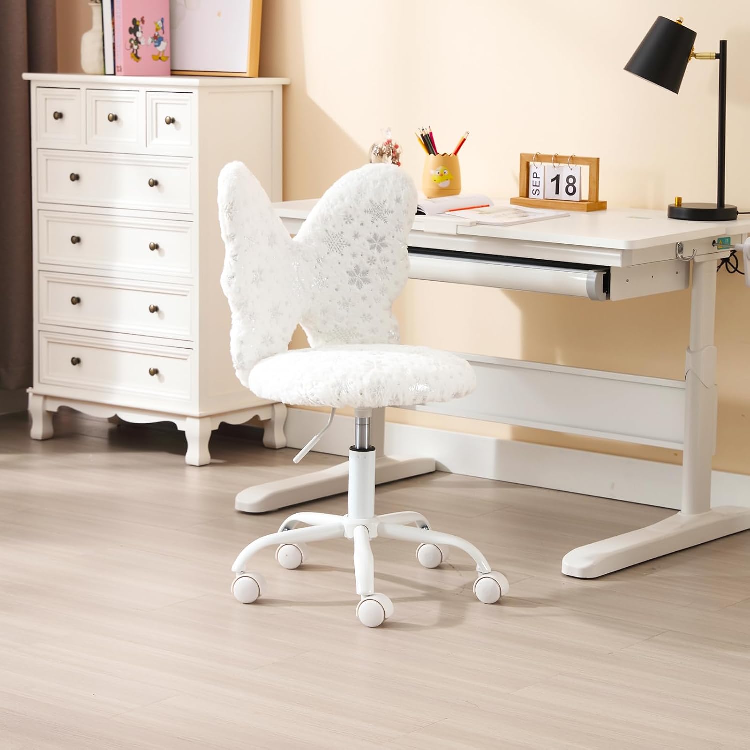 Linda silla mullida para niñas adolescentes, escritorio de estudio, silla de estudiante, silla de trabajo para computadora, silla de trabajo de