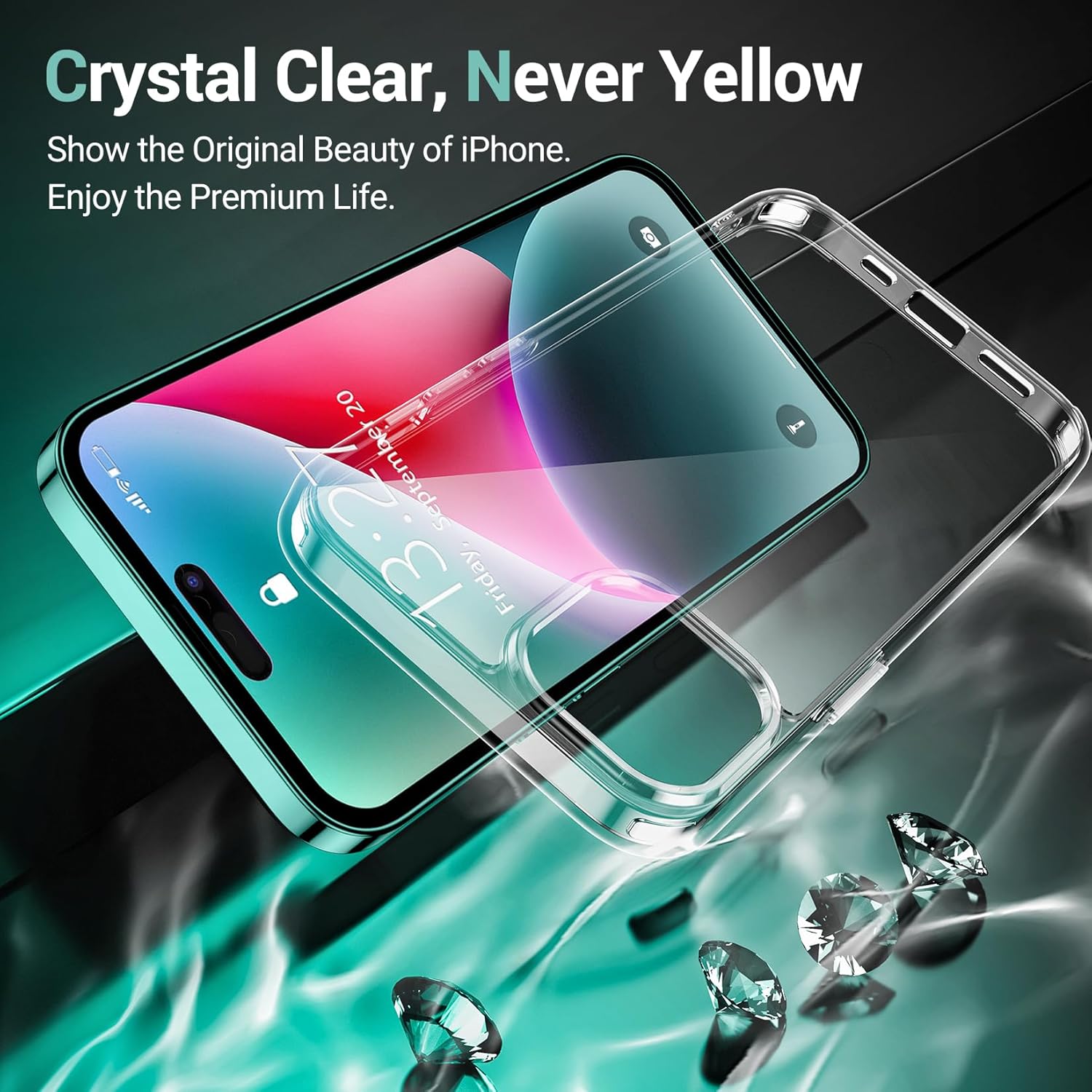 Temdan Funda diseñada para iPhone 15 Plus de 6.7 pulgadas, transparente, no amarillea, ultrafina, protección contra caídas de grado militar, a