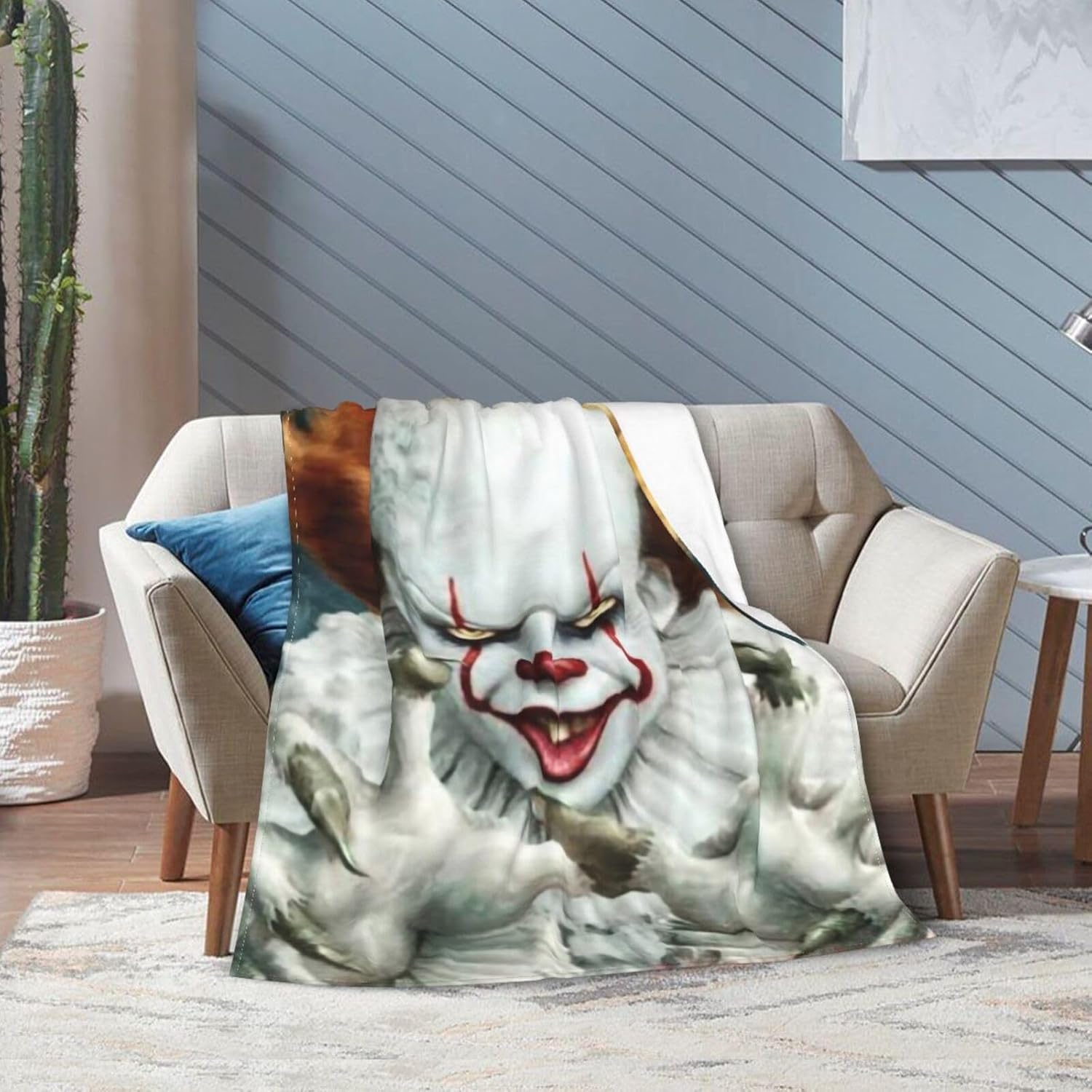Manta de lujo de payaso, manta cálida de franela suave para sala de estar, sofá, dormitorio, decoración de regalos