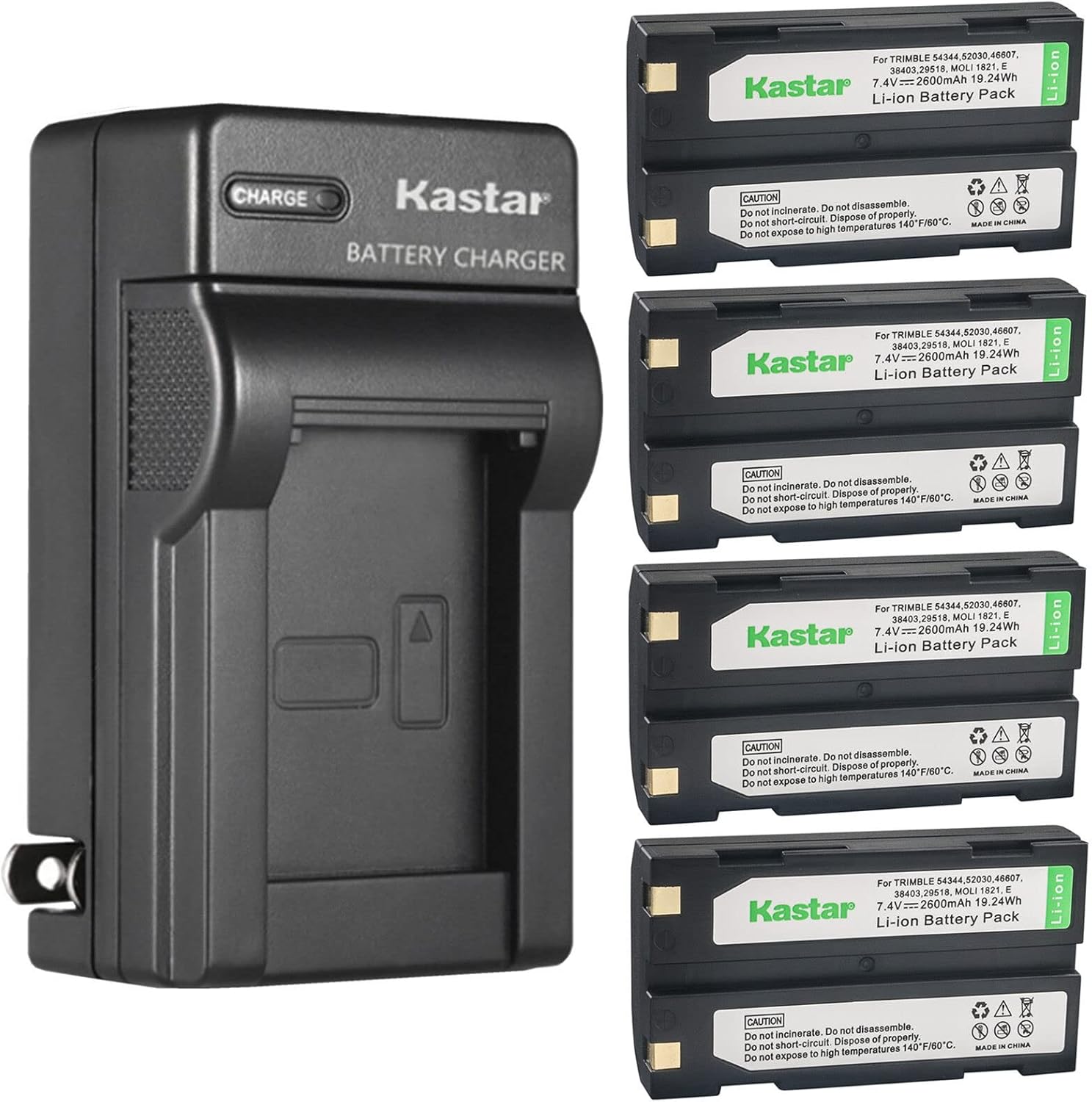 Kastar Paquete de 4 baterías Ei-D-Li1 y cargador de pared de CA para Pentax EI-2000, Pentax DEP001 D-Li1 D-LI1 DLPLI1 DPE004 EiDLi1 Ei-D-Li1