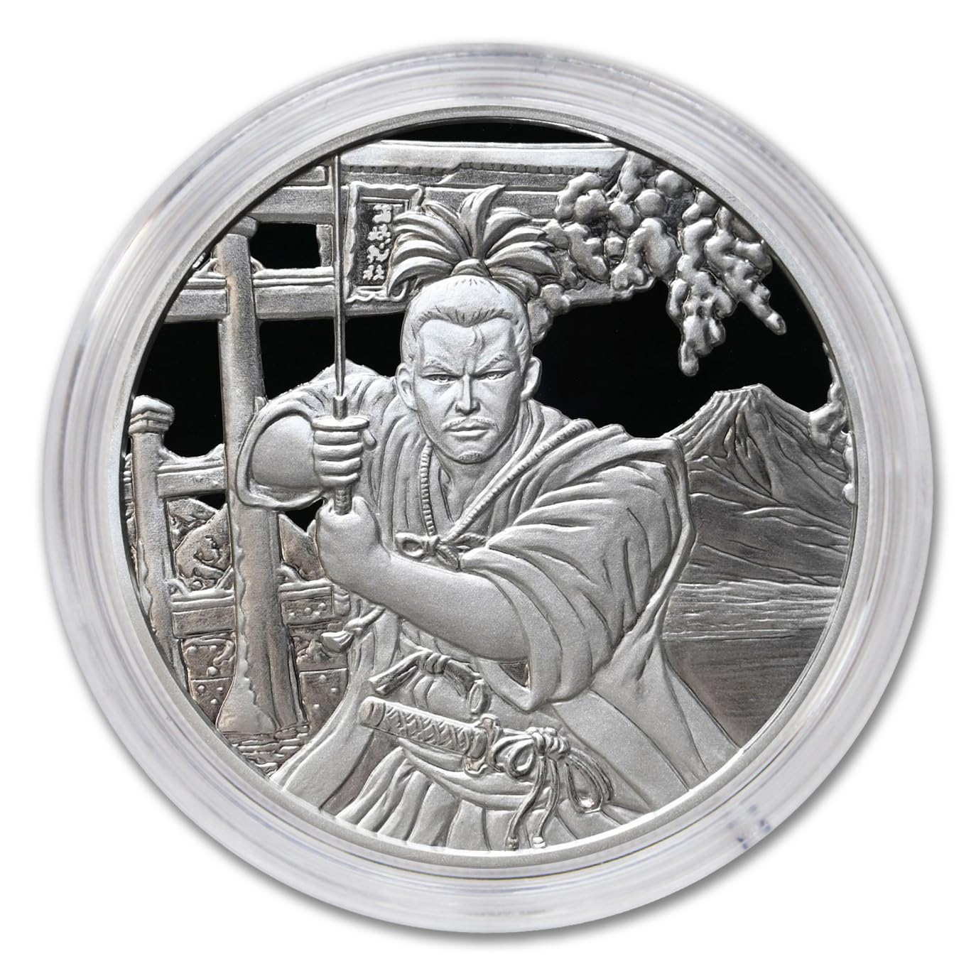 2022 1 oz Fijian Silver Ancient Warriors – Samurai Coin (in Capsule) Brilliant Uncirculated with Certificate of Authenticity 50c BU
