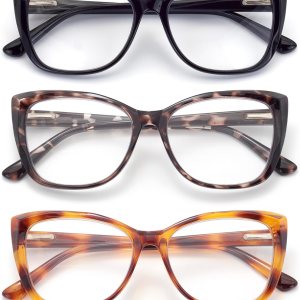 Autojouls Paquete de 3 lentes de lectura para mujer, estilo Oprah, con bisagra de resorte, lentes transparentes Autojouls Paquete de 3 lentes de lectura para mujer, estilo Oprah, con bisagra de resorte, lentes transparentes