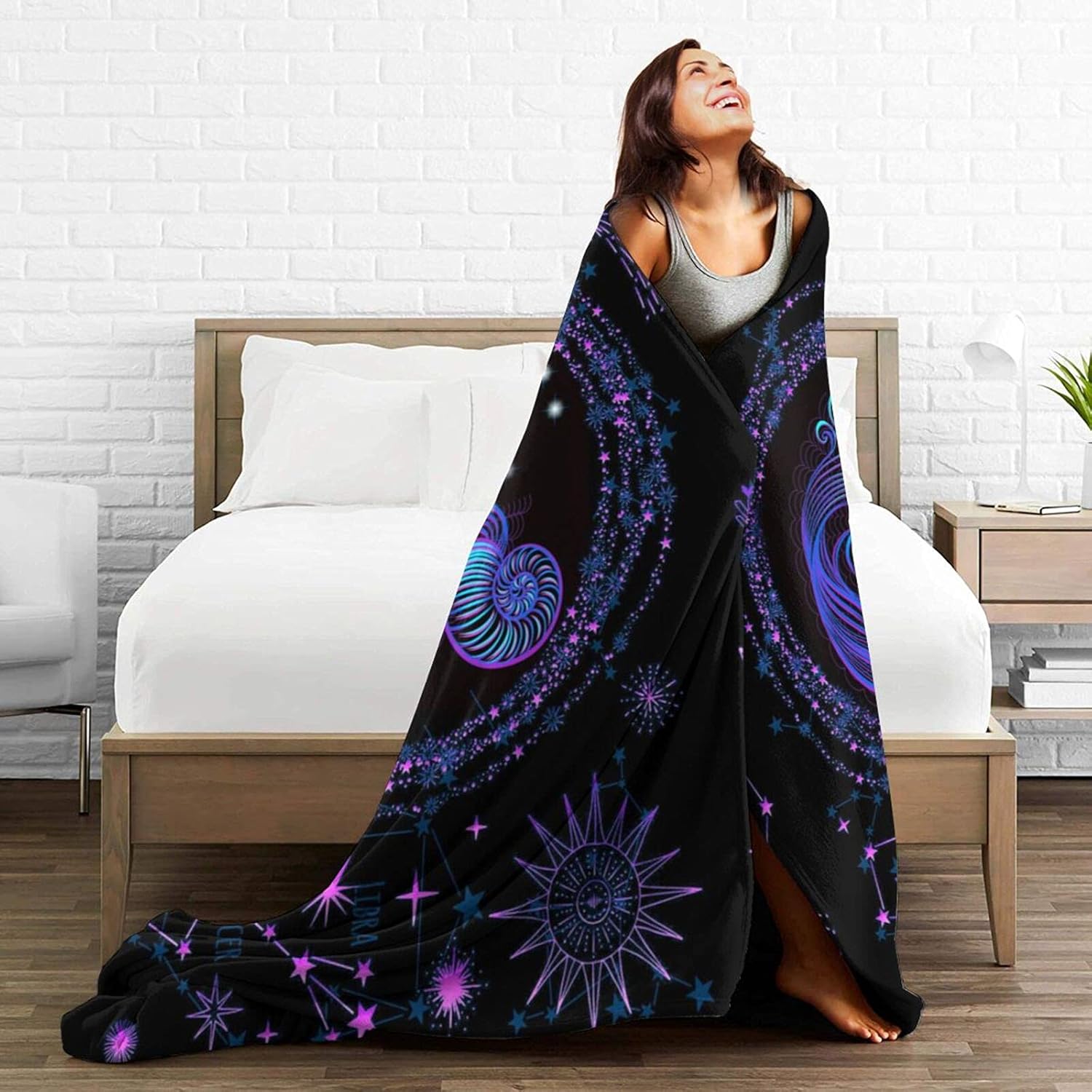 Capricornio – Manta de franela con constelaciones, cálida y suave, manta de 12 horóscopos de astrología, temática de constelación, decoración del