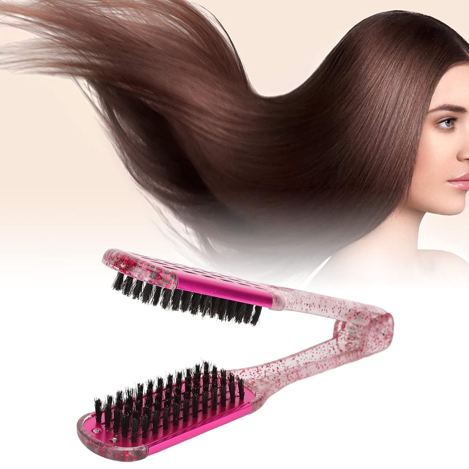 Cepillo de doble cara, en forma de V, doble peine para alisar el cabello, peine de férula de pelo suave, cepillo de abrazadera, herramienta de