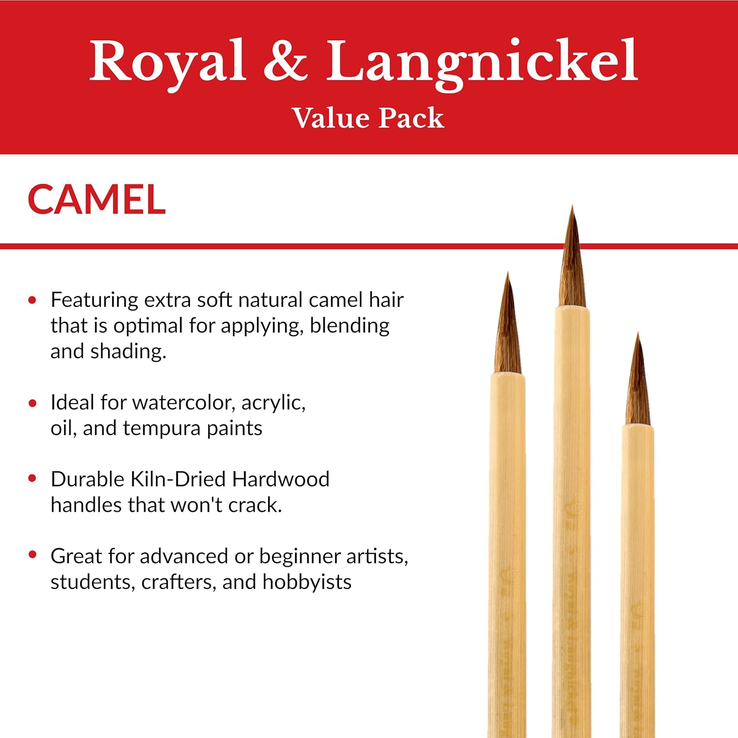 Royal & Langnickel RSET-9149 Royal Zip N’ Close – Juego de 4 cepillos de bambú marrón, 10.5 x 2.9 x 0.5