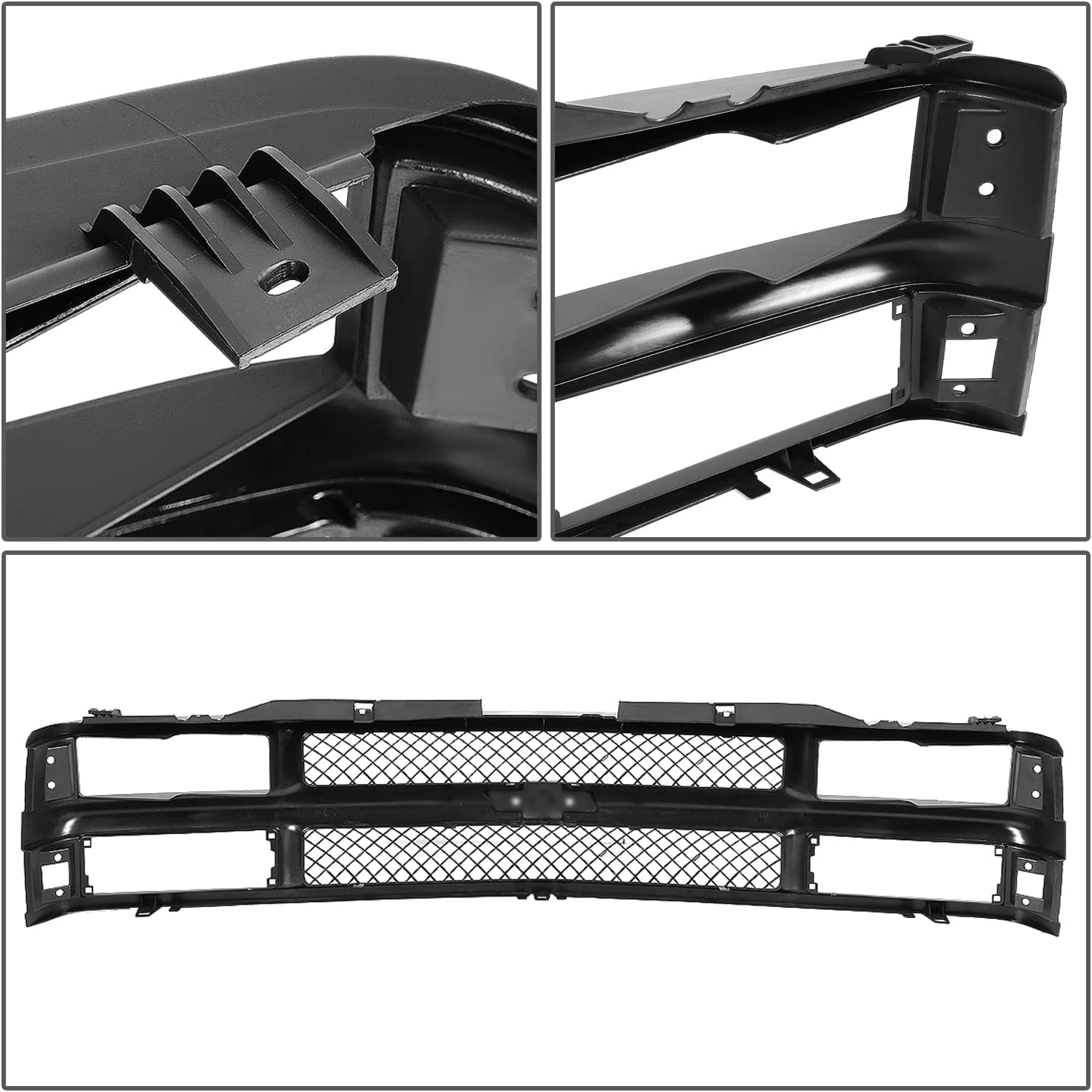 Auto Dynasty Compatible con Chevy C10 CK-Series Rejilla de parachoques delantero de plástico ABS de malla negra