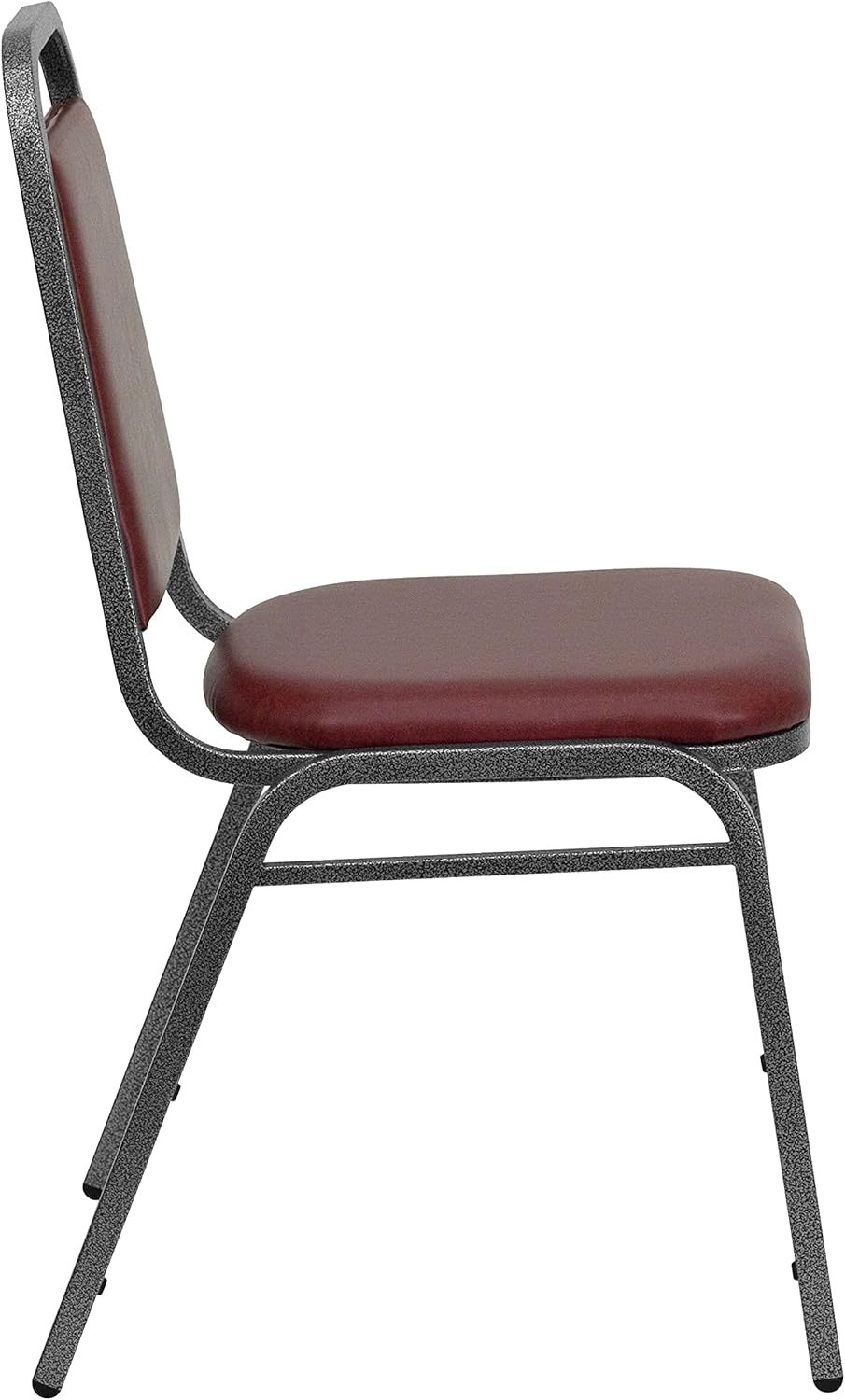 BizChair Paquete de 4 sillas de banquete apilables con respaldo trapezoidal en vinilo burdeos, asiento de 1.5 pulgadas de grosor