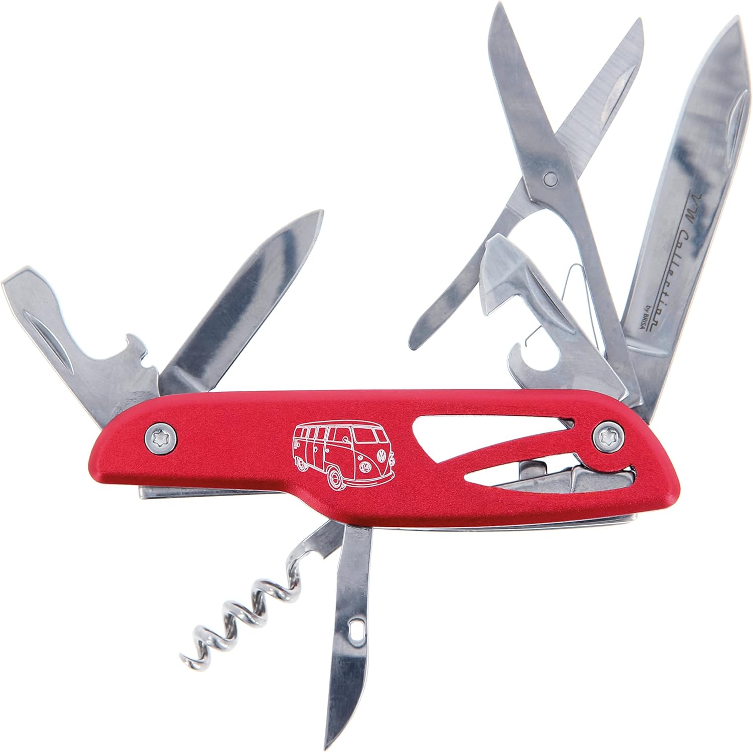 BRISA VW Collection – Cuchillo de bolsillo multifuncional 3D Volkswagen, archivo, tijeras, abrebotellas y latas