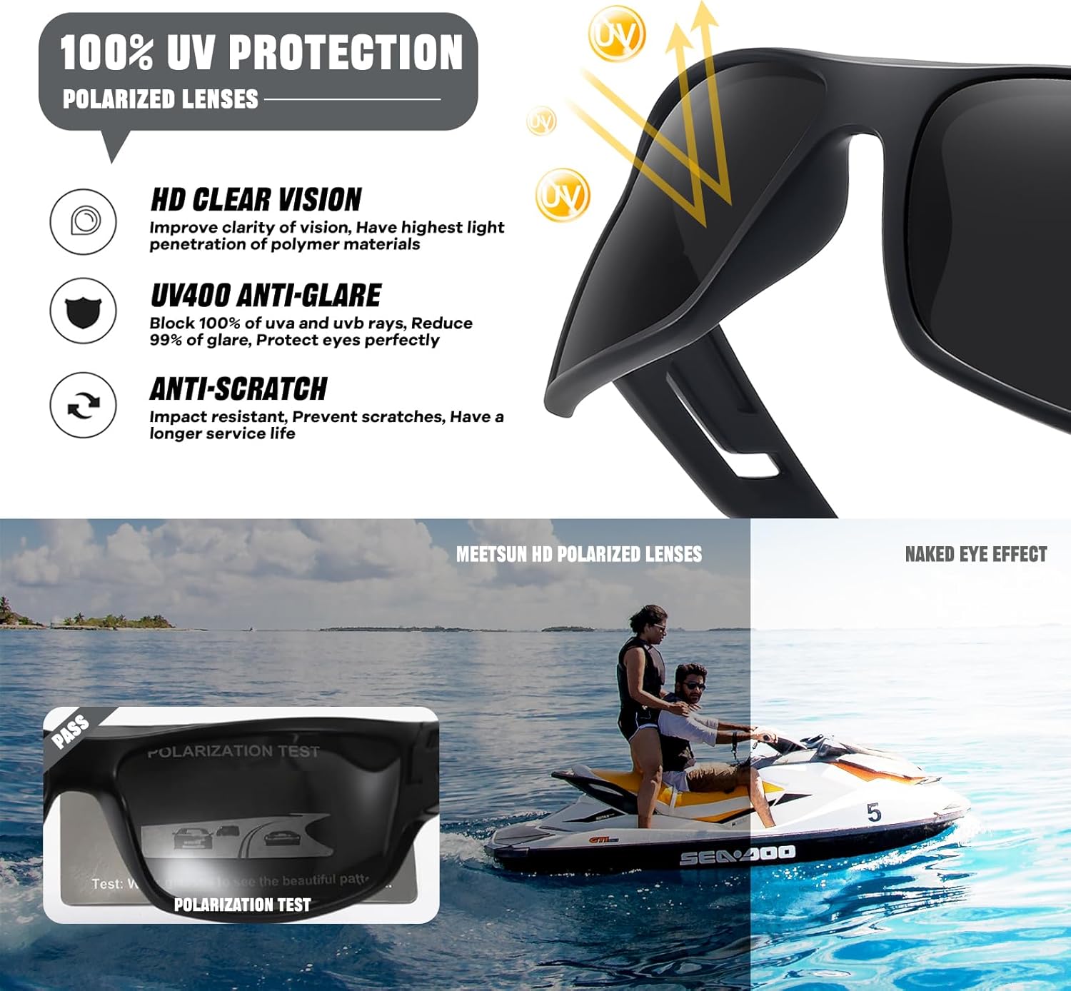 MEETSUN Gafas de sol deportivas polarizadas para hombres y mujeres, para conducir, ciclismo, pesca, protección UV400