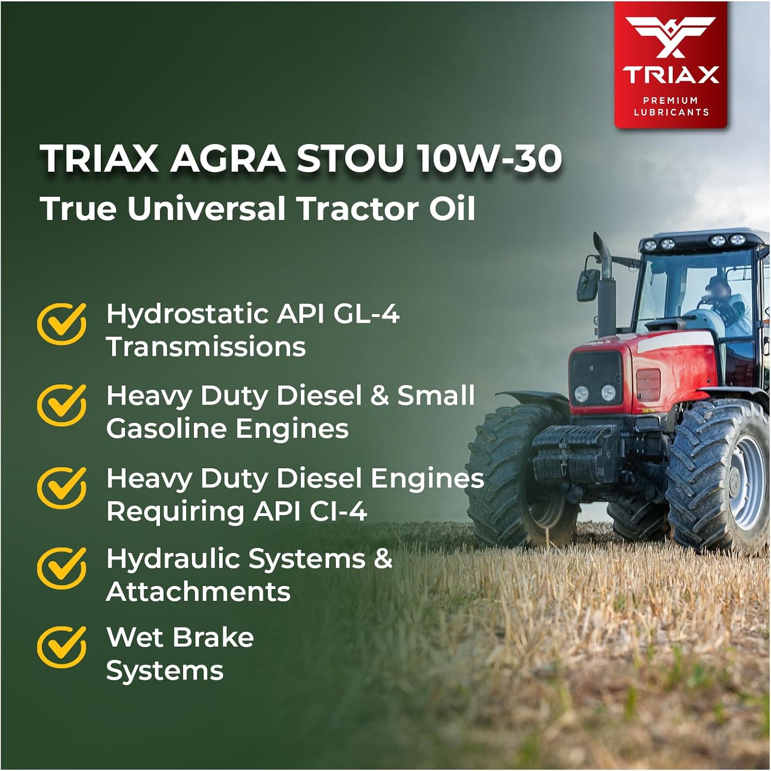 TRIAX Agra STOU Super Tractor 10W-30 GL-4 Transmisión universal para tractor, hidráulico, motor y aceite de freno húmedo (cubo de 5 galones)