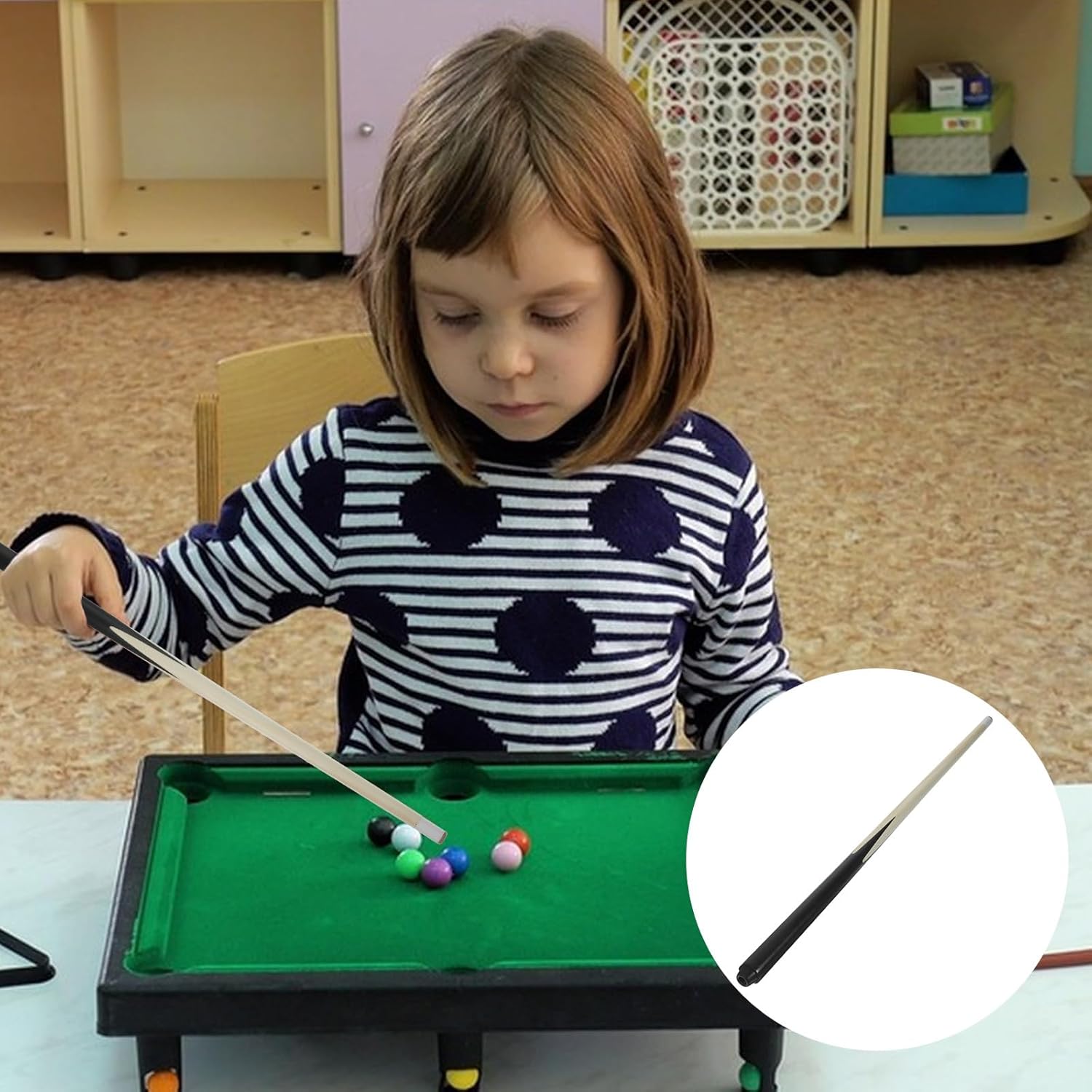 Zerodeko Palo de piscina para niños, mini taco de madera para billar, taco de piscina, 19 pulgadas, mini accesorios para niños