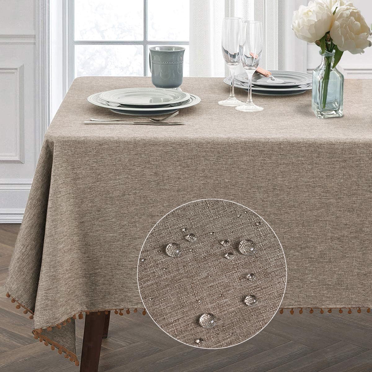 JUCFHY – Mantel rectangular resistente a las manchas, resistente a las arrugas y a prueba de derrames, mantel decorativo oblongo, lavable para