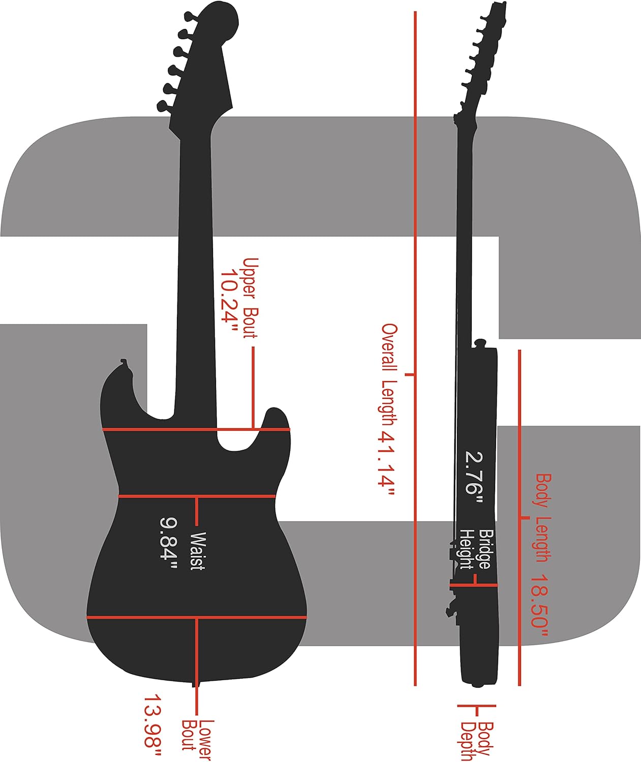 Crossrock Funda eléctrica para guitarras estilo Telecaster y Stratocaster en negro (CRW600STBK)