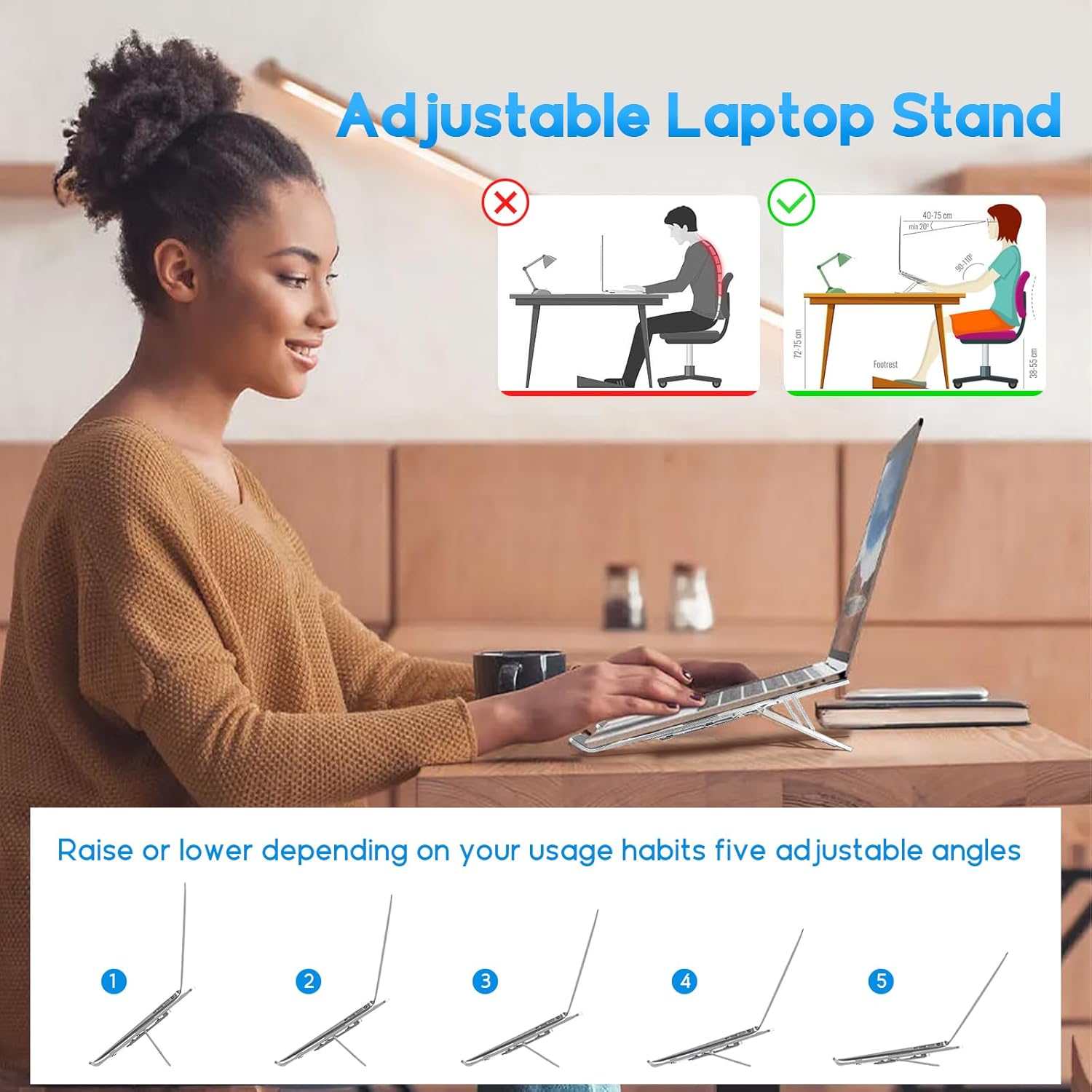 Estación de acoplamiento USB C con soporte para laptop, concentrador USB C 8 en 1 con puerto HDMI 4K 30Hz, 1 puerto USB-A 3.01 x USB-A 2.0 y 2