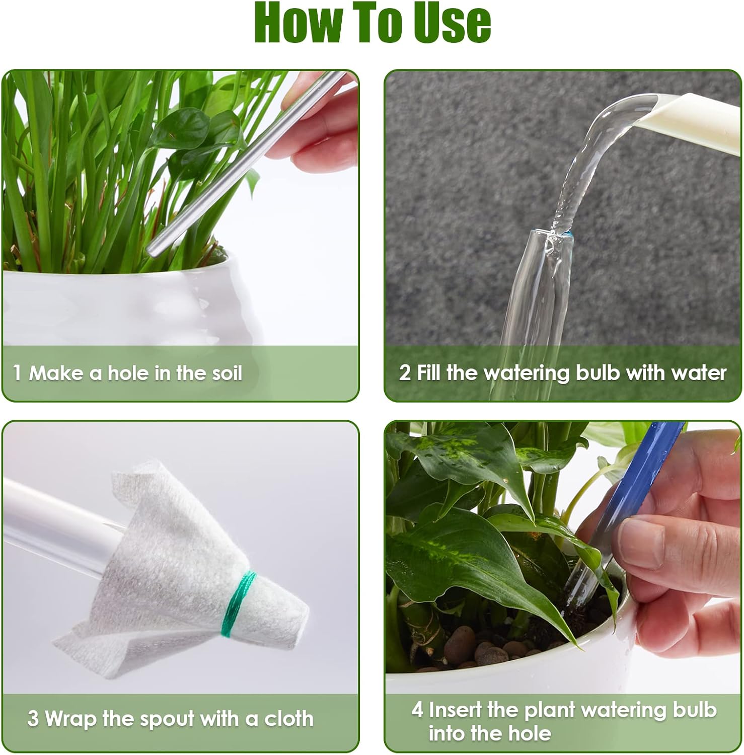 NiHome Bombillas de vidrio con autorriego para plantas, paquete de 3 unidades, perlas iridiscentes, macetas para el hogar, para macetas para regar