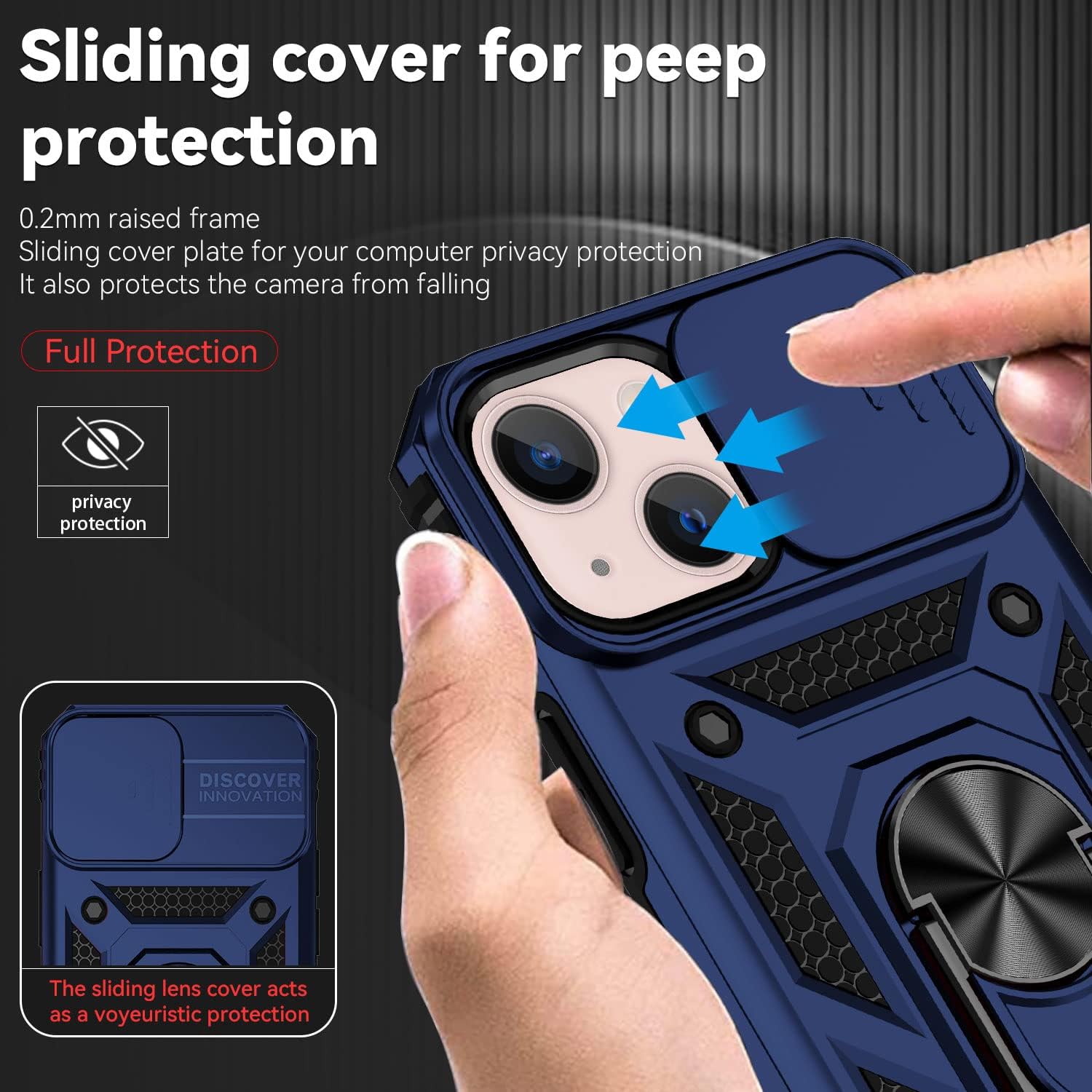 Funda para iPhone 12 Mini, con protector de pantalla HD para cámara deslizante, protección de cámara soporte giratorio magnético funda protectora