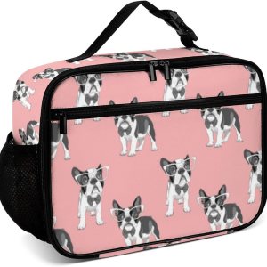Lindos cachorros de bulldog francés reutilizable, lonchera aislada, bolsa enfriadora, contenedor de comida para mujeres, niños, escuela, camping, Lindos cachorros de bulldog francés reutilizable, lonchera aislada, bolsa enfriadora, contenedor de comida para mujeres, niños, escuela, camping,