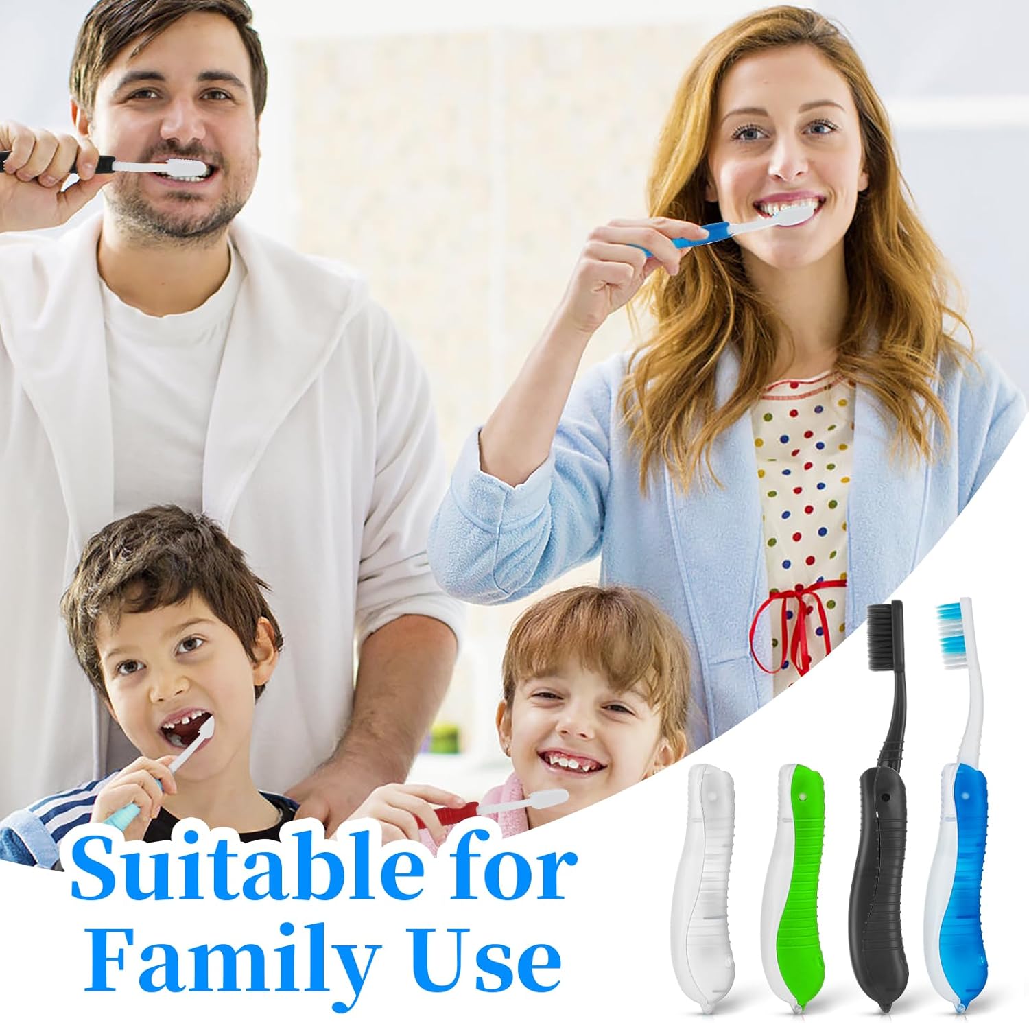 Paquete de 4 cepillos de dientes de viaje plegable cepillo de dientes suave potable tamaño de viaje plegable característica (verdeazulblanconegro)