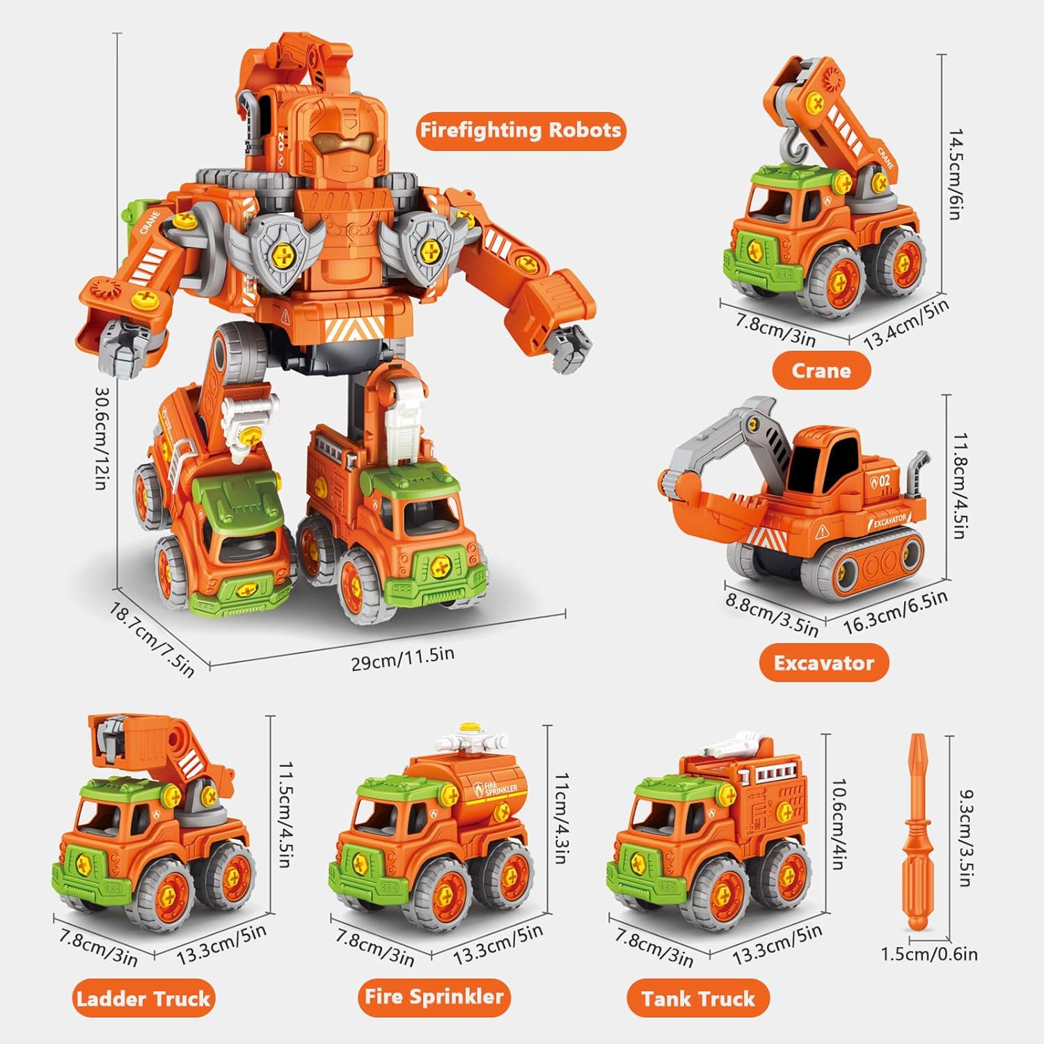 Vehículos de construcción robot 5 en 1, robot transformador para niños, coches de juguete educativos STEM para construcción de automóviles, juguete