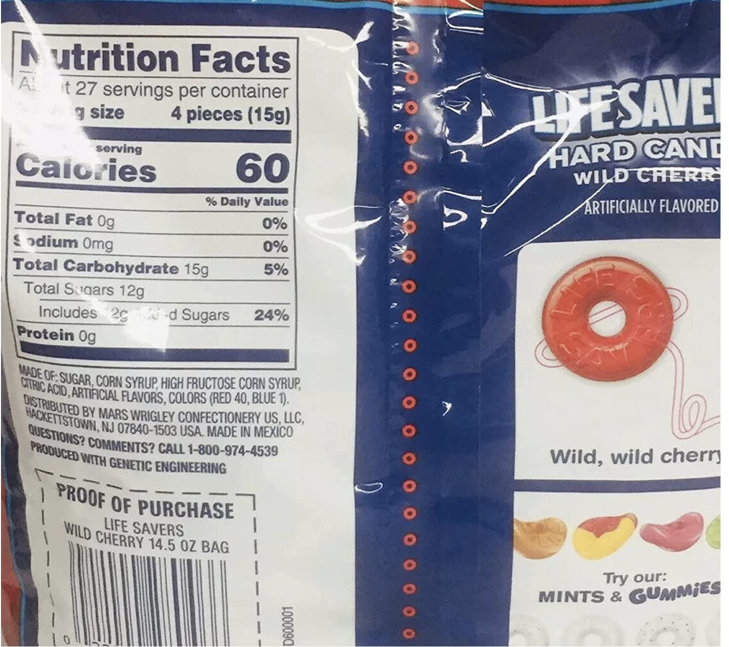 LifeSavers – Caramelos duros de cereza silvestre para compartir, tamaño 14.5 onzas cada bolsa, envueltas individualmente, 2 bolsas con clip Candyya