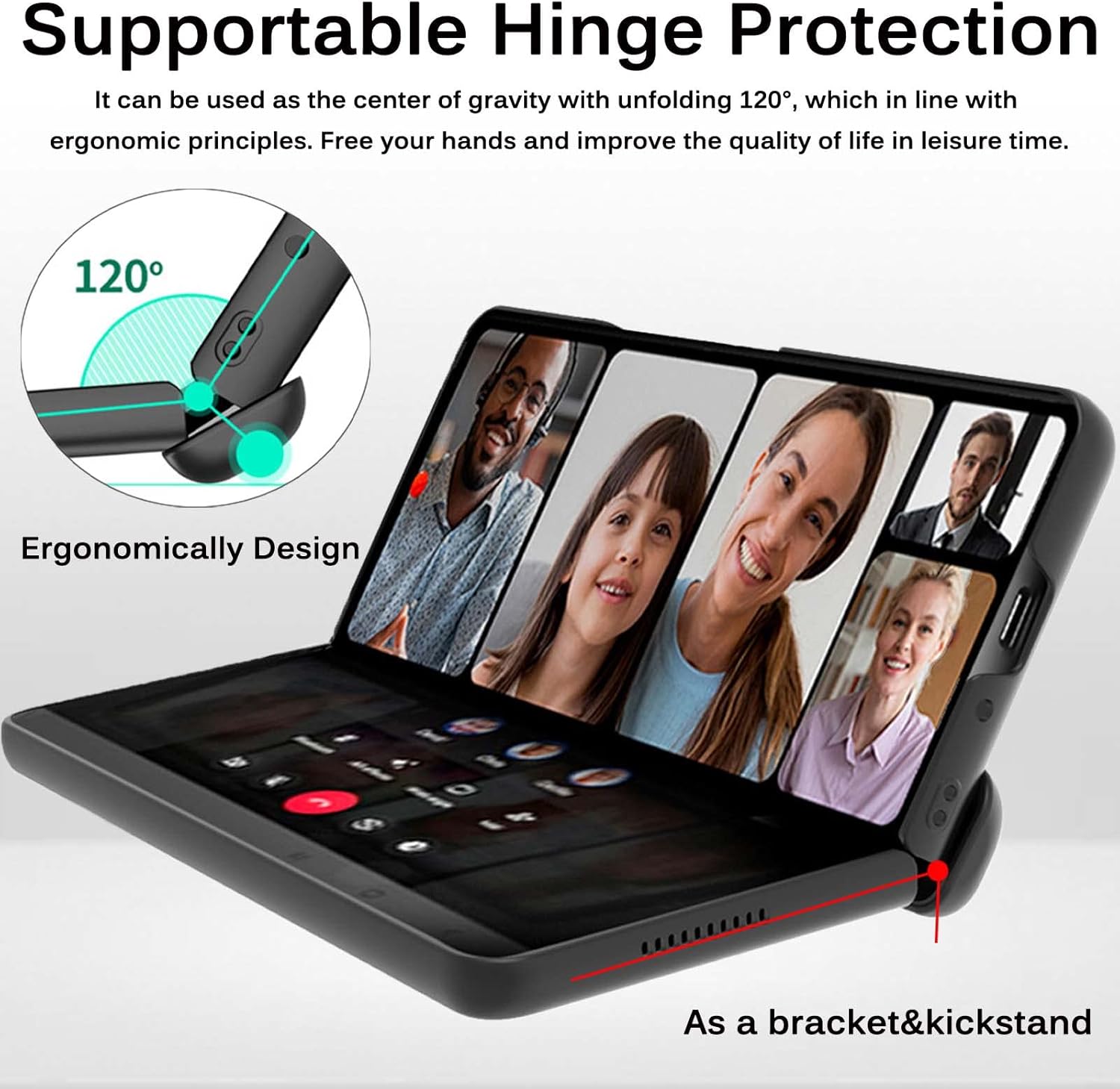 Miimall Funda compatible con Samsung Galaxy Z Fold 4 con bolígrafo, Z Fold 4 con S Pen + protector de pantalla frontal + diseño de rayas verticales,