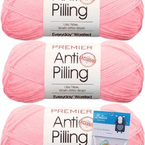 Premier Yarns Everyday – Ovillo de lana suave que no forma bolitas, 3.5 onzas, peso medio #4, paquete de 3 unidades con marcadores de puntada Premier Yarns Everyday – Ovillo de lana suave que no forma bolitas, 3.5 onzas, peso medio #4, paquete de 3 unidades con marcadores de puntada