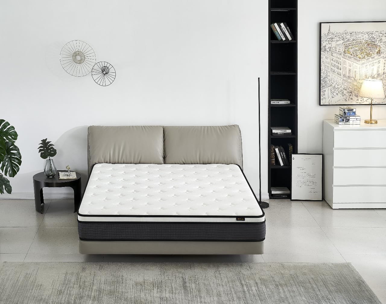 Container Furniture Direct Colchón híbrido tamaño Queen de 10 pulgadas en una caja, cojín de cama con diseño transpirable e hipoalergénico, firmeza