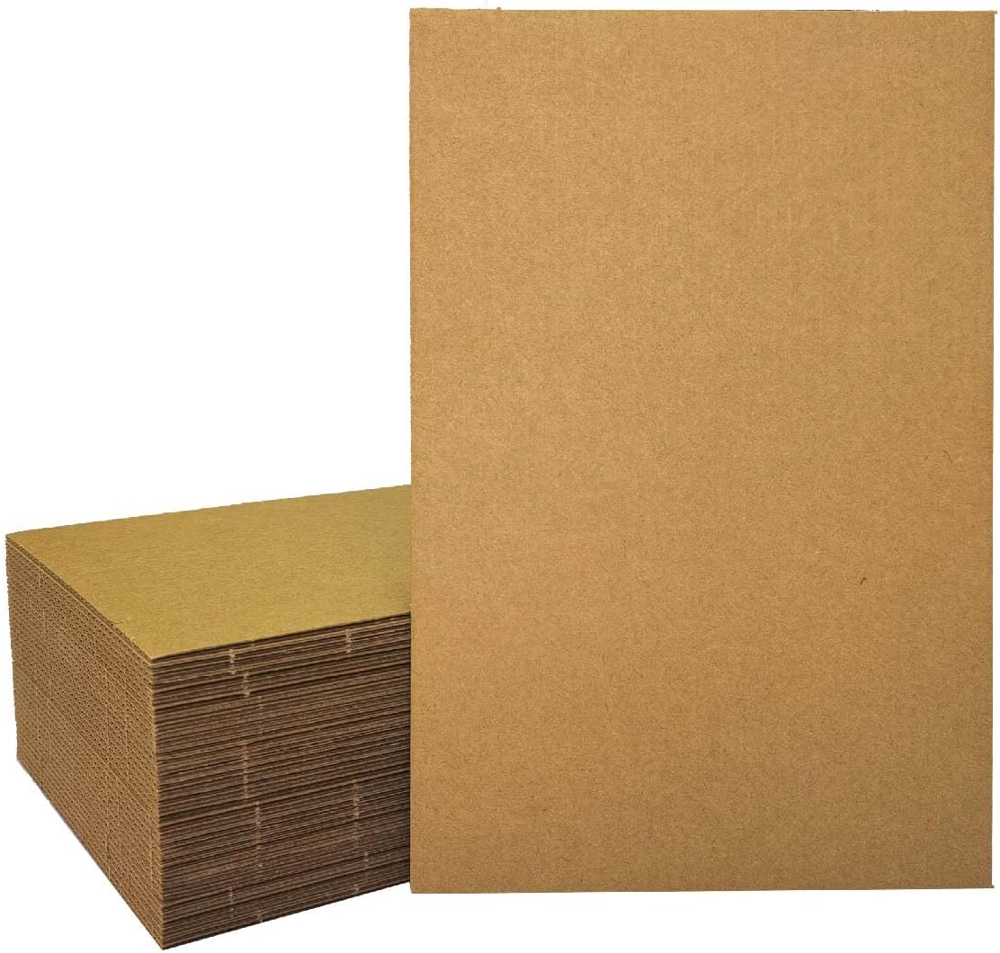 Paquete de 50 hojas de cartón corrugado de 11 x 17 pulgadas, almohadillas de cartón corrugado de papel kraft marrón de primera calidad, planos a