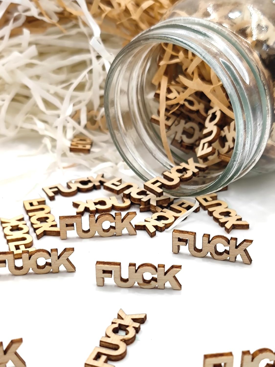 Fu*ks – Letra recortada de madera, 100 unidades, diseño de mal estado de ánimo, día de cumpleaños, vacaciones, regalo para amigos, regalo divertido,
