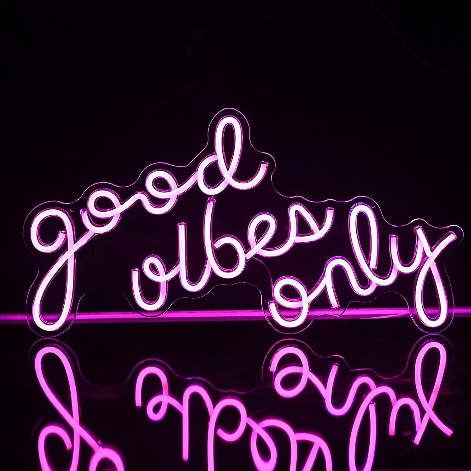 Hawisphy Good Vibes Only – Letreros de luz de neón regulables para decoración de pared, 20 x 11 pulgadas, letrero de neón LED grande, luces