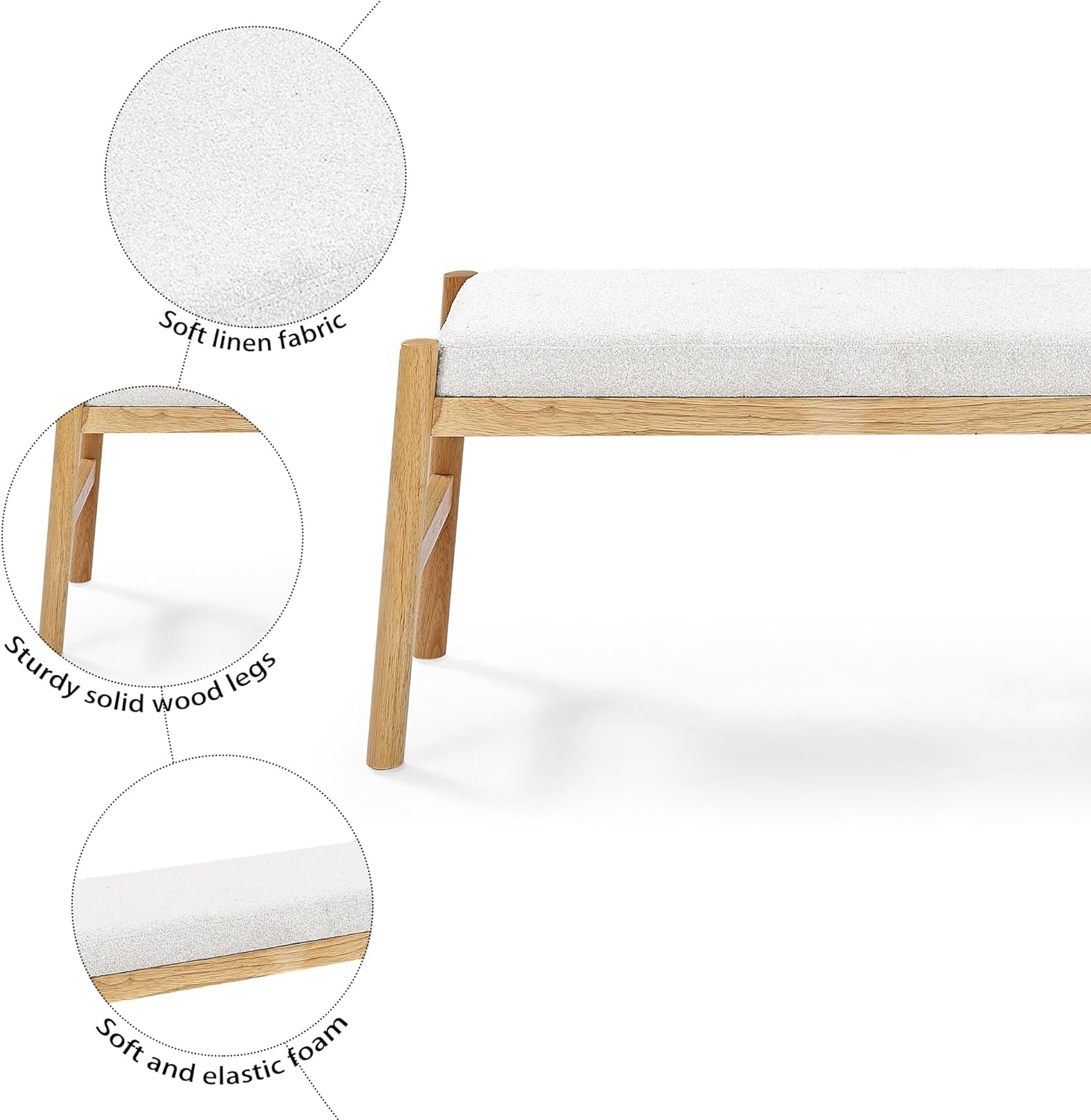 ECLYL Banco de entrada tapizado, banco de dormitorio para el extremo de la cama, banco de comedor con asiento acolchado para cocina, sala de estar,
