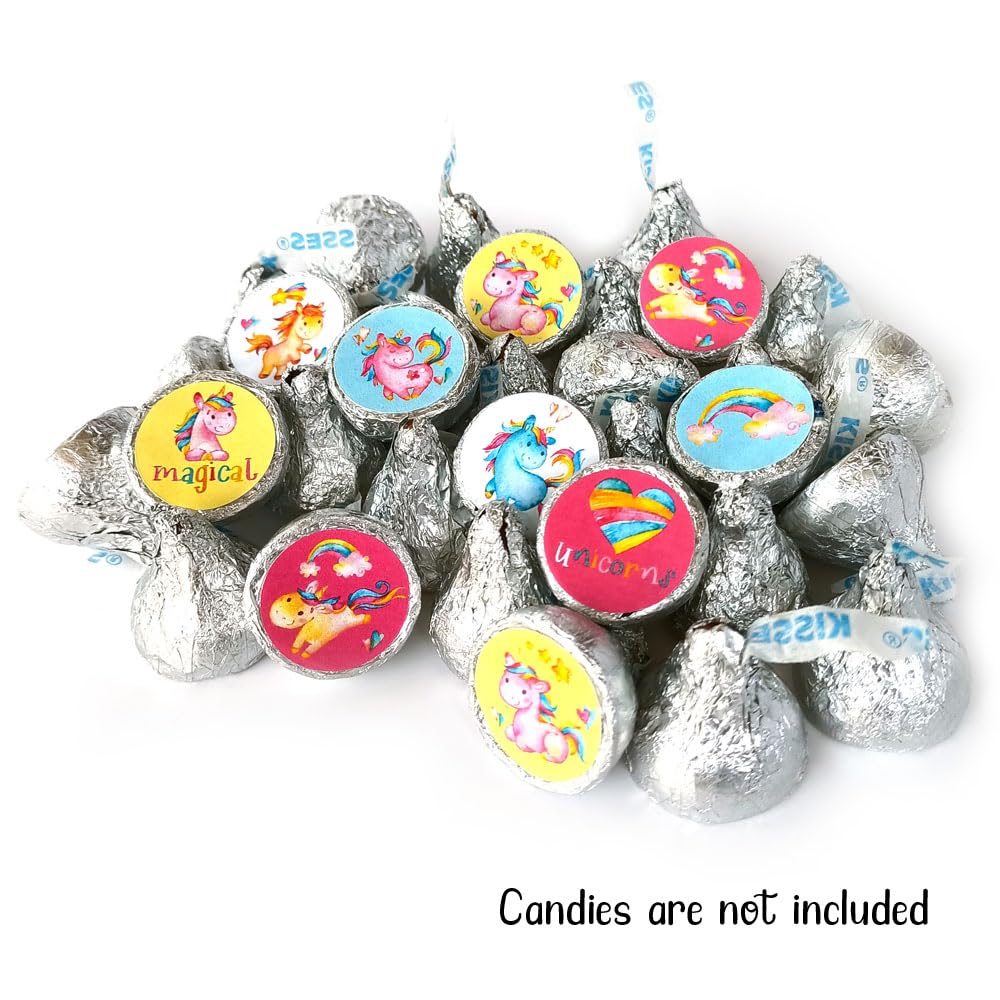 Unicorn Labels for Hershey’s Kisses Chocolates by Adore By Nat – Birthday Baby Shower Party Favor Stickers – Set of 240