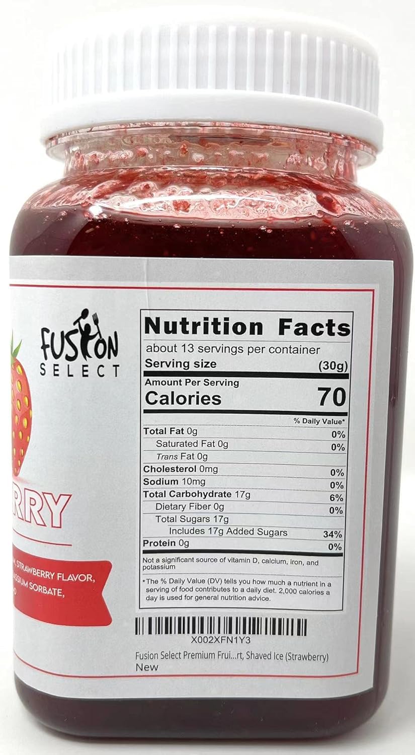 Fusion Select Jarabe de fresa  Potenciador del sabor hecho de jugo real para té de burbujas, yogur, conos de nieve, bebidas para granizados, hielo