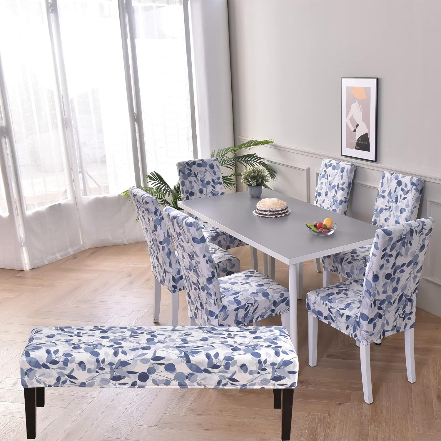 HAOYONG Funda para silla de comedor, funda para silla impresa, lavable, funda para silla Parsons, protector de asiento extraíble para comedor,