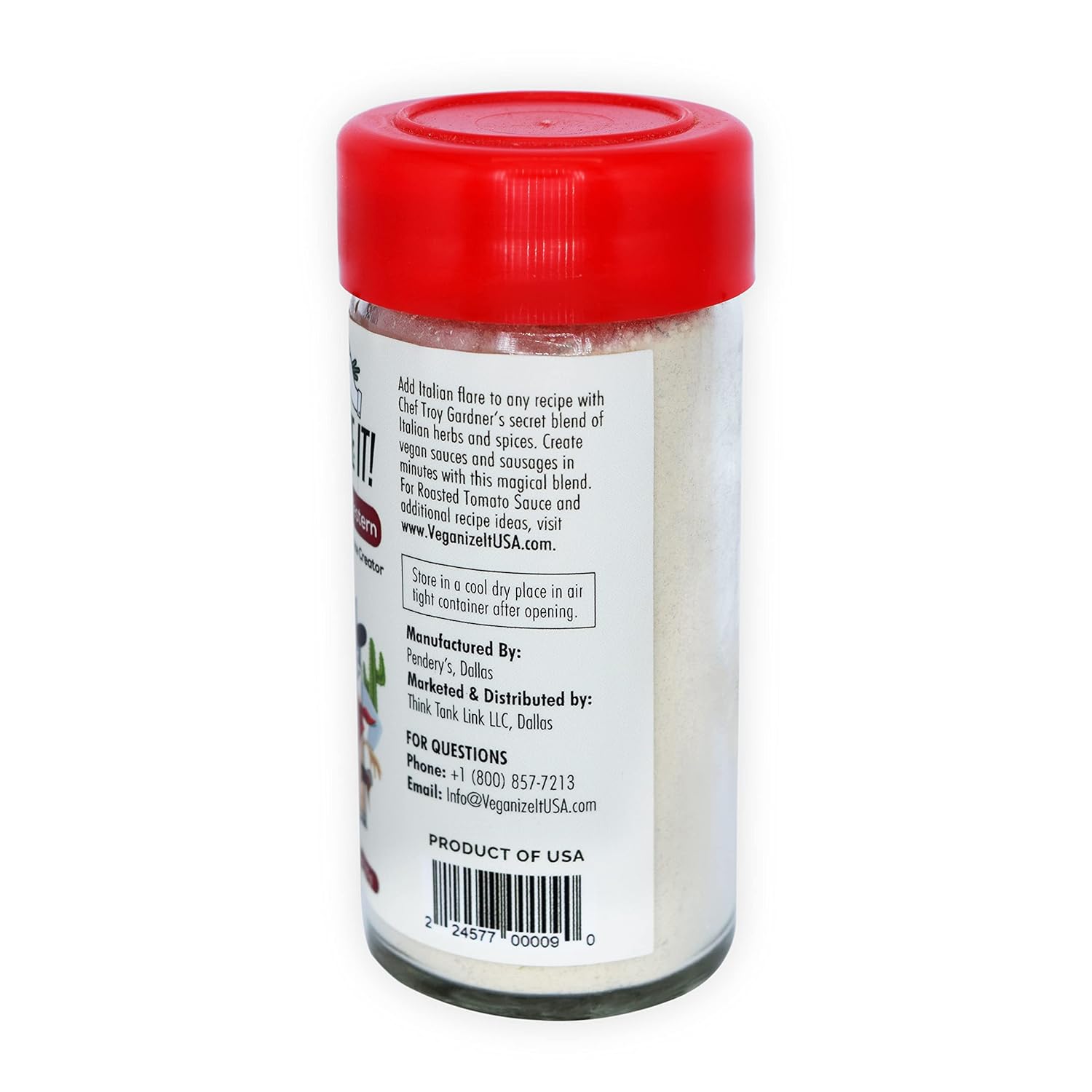 VEGANIZE IT! Condimento italiano en polvo de 2.5 onzas vegano potenciador del sabor inferior en sodio, orgánico sin gluten, sin OMG, para pizzas,