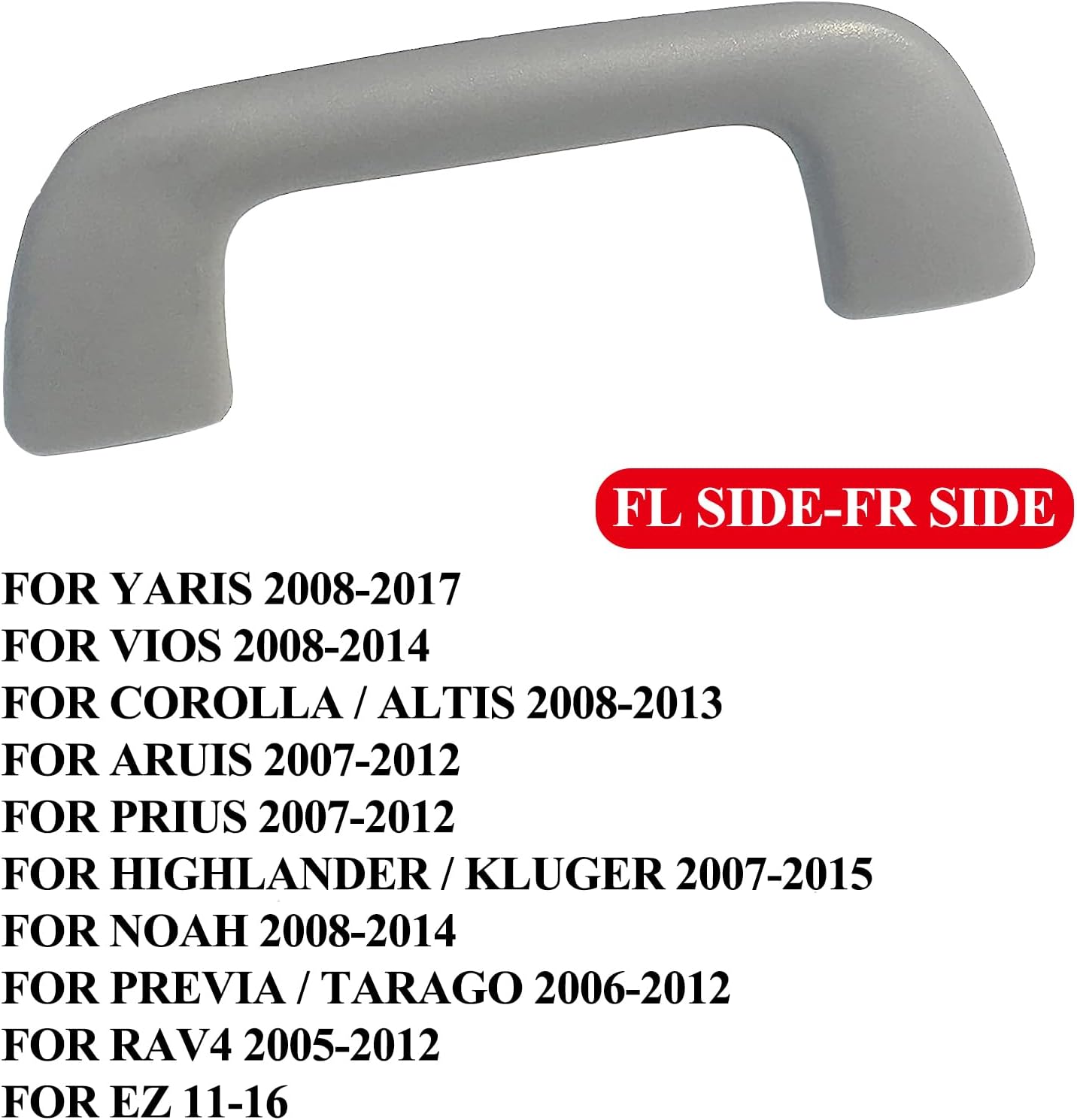 E-Vniko Tirador de techo delantero compatible con Toyota Corolla Rav4 Yaris Vios Reemplazo 74610-52020 Mango de riel de agarre gris Pasamanos