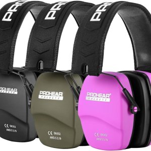PROHEAR 016 Shooting – Orejeras de protección para los oídos, paquete de 3, NRR 26dB para rango de armas, caza, negro, verde y rosa PROHEAR 016 Shooting – Orejeras de protección para los oídos, paquete de 3, NRR 26dB para rango de armas, caza, negro, verde y rosa