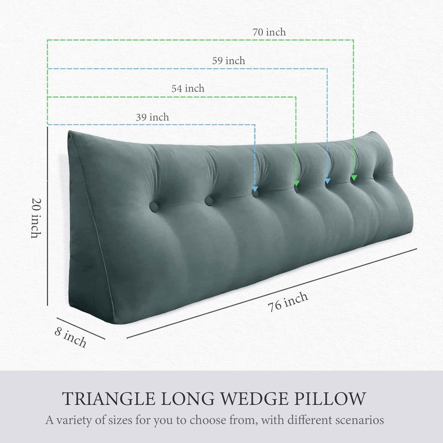 BNCKTRD Almohada de cuña para cabecero, almohada de lectura triangular, tamaño California King, almohada de apoyo para sentarse en la cama, sofá