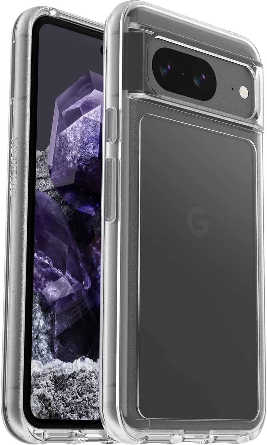 OtterBox Funda transparente para Google Pixel 8 Symmetry Series transparente, ultra elegante, compatible con carga inalámbrica, bordes elevados que