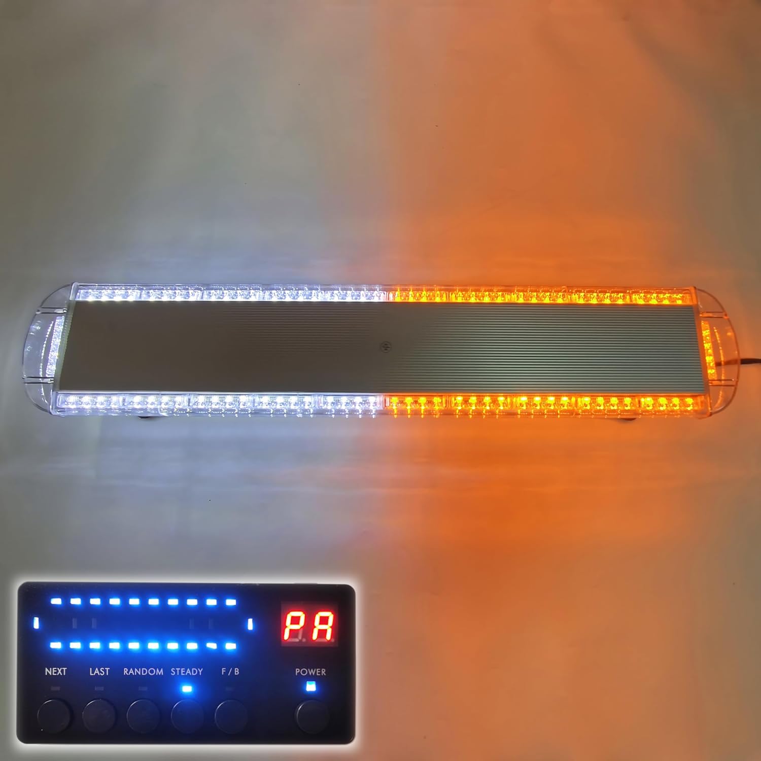 Kit de luces estroboscópicas universales de 12 V-24 V, 44 pulgadas, 88 luces LED ámbar y blancas, barra de luz de emergencia, barra de luz de