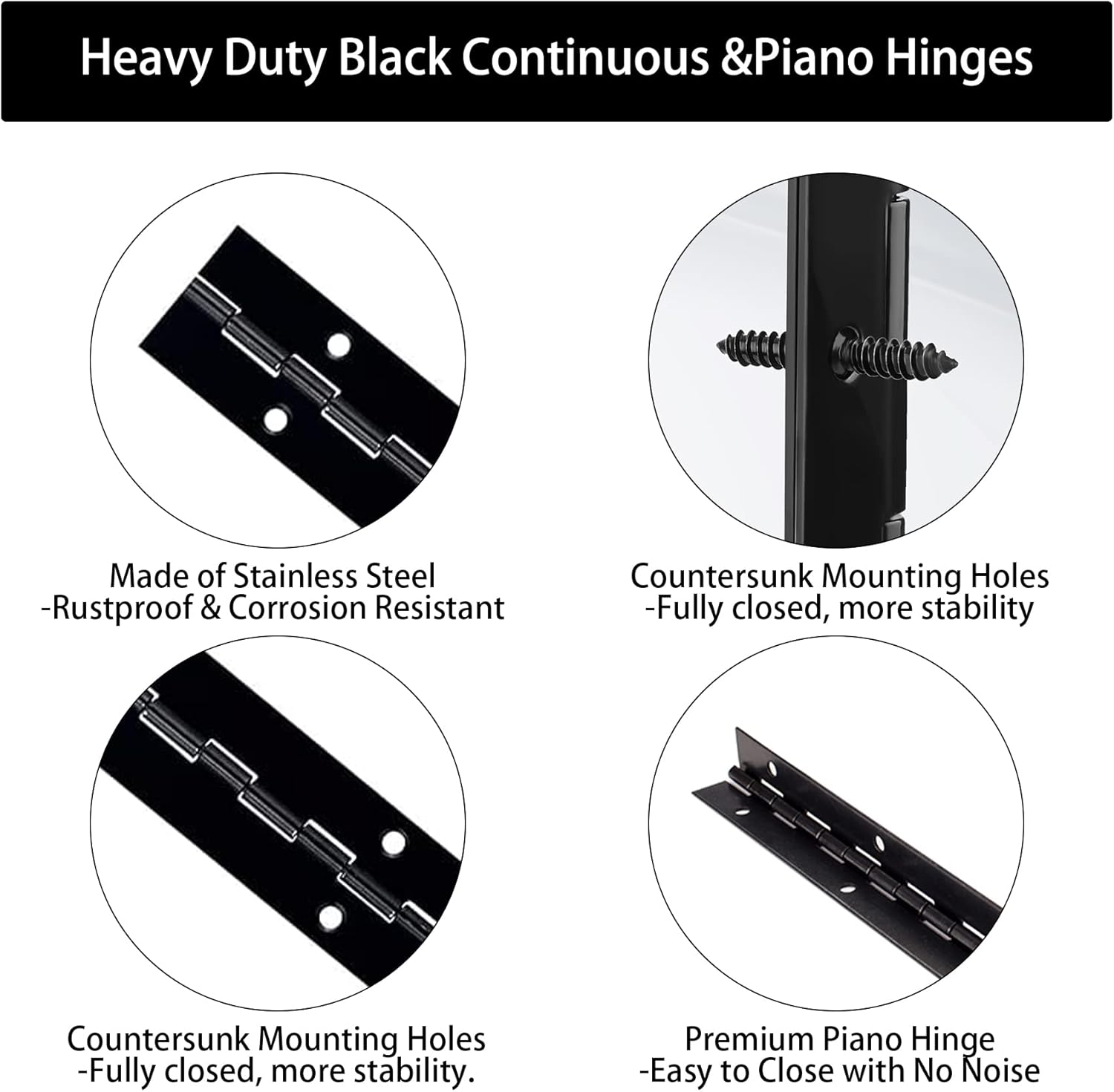 Bisagras de piano de 6 pulgadas, bisagras continuas y de piano, bisagras continuas y de piano de 6 pulgadas, bisagras continuas de acero inoxidable