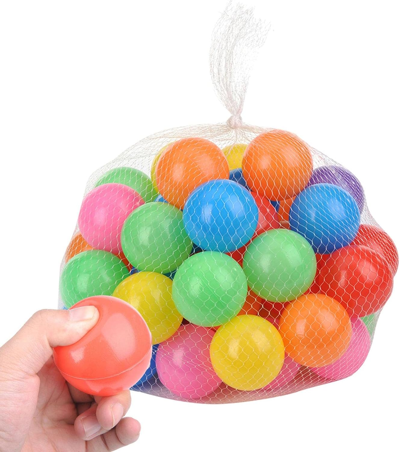 50 bolas con bolsa de almacenamiento, bolas sin BPA para pozo de bolas para niños pequeños, bolas coloridas antiaplastamiento de 2.2 in, bolas de