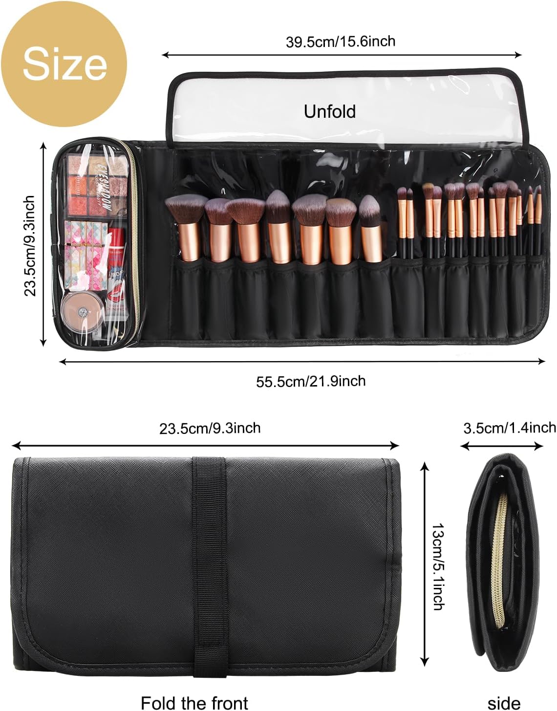 Relavel Estuche para brochas de maquillaje, estuche para brochas de maquillaje, organizador de bolsa de cosméticos, organizador de viaje portátil