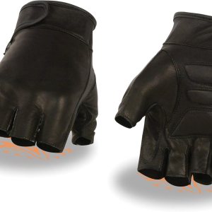 Milwaukee Leather MG7585 – Guantes de mano para motocicleta sin dedos acolchados de gel de cuero negro con cubierta de panel completo para hombre Milwaukee Leather MG7585 – Guantes de mano para motocicleta sin dedos acolchados de gel de cuero negro con cubierta de panel completo para hombre